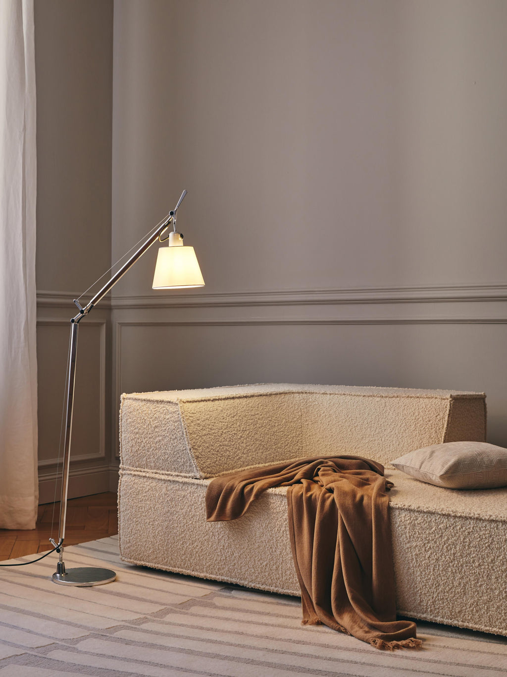 Lampadaire Wright - Aluminium, crème