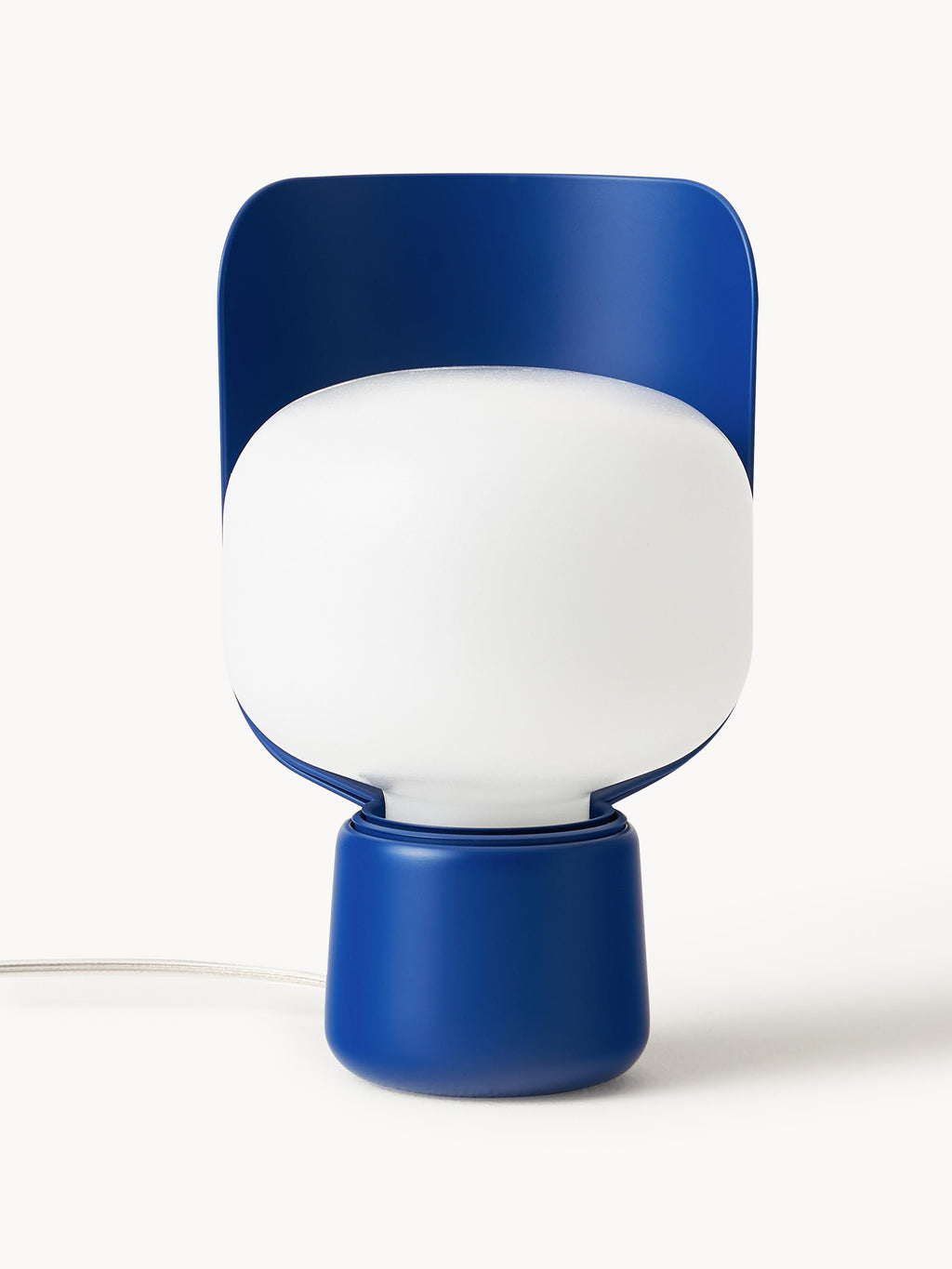 Petite lampe à poser artisanale Isaac - Blanc, bleu foncé