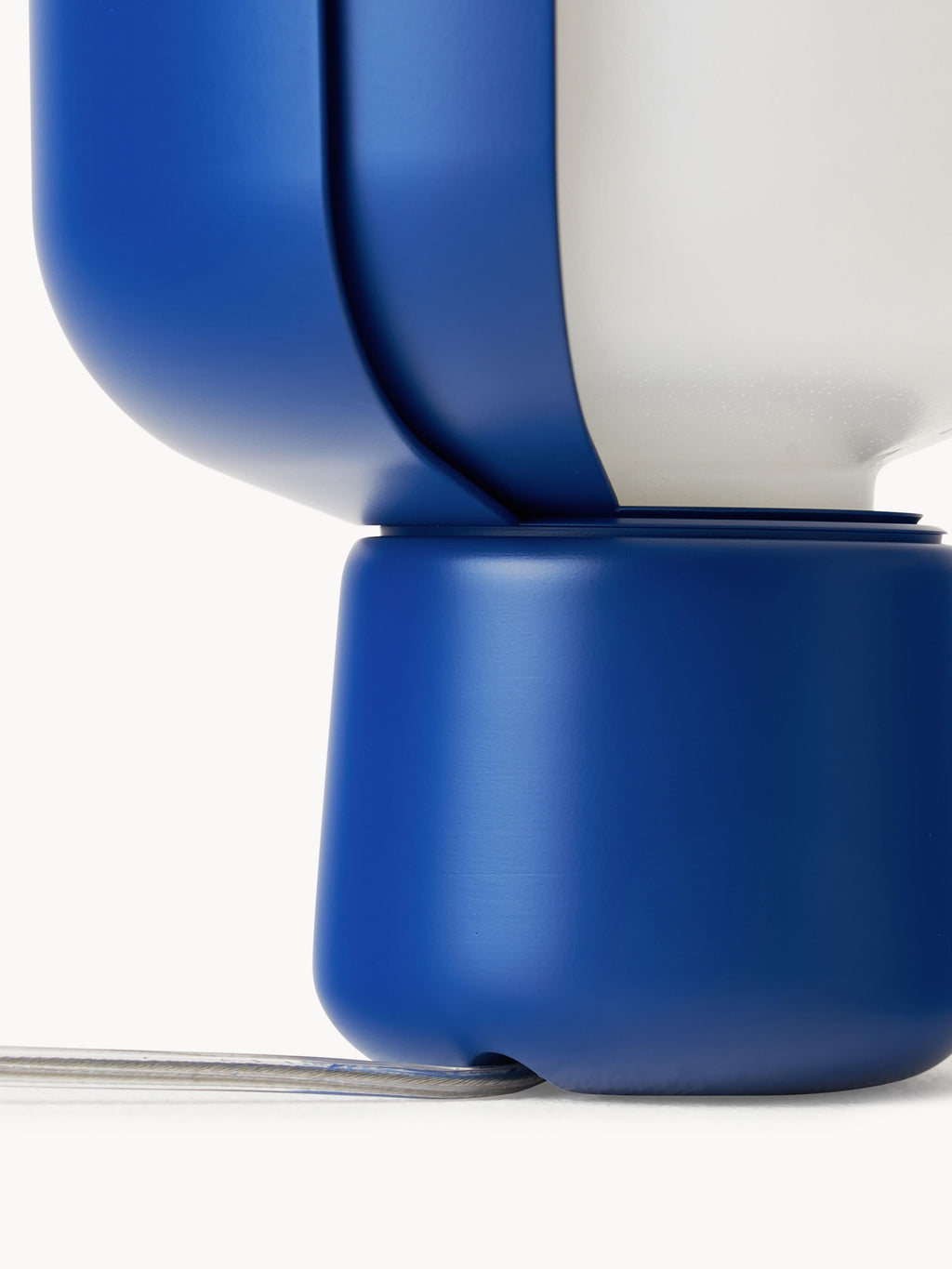 Petite lampe à poser artisanale Isaac - Blanc, bleu foncé