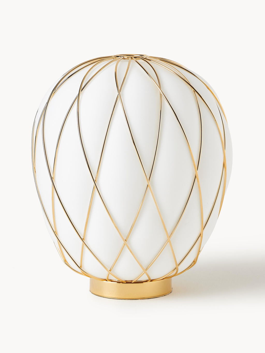 Lampe à poser artisanale Berger - Blanc, doré