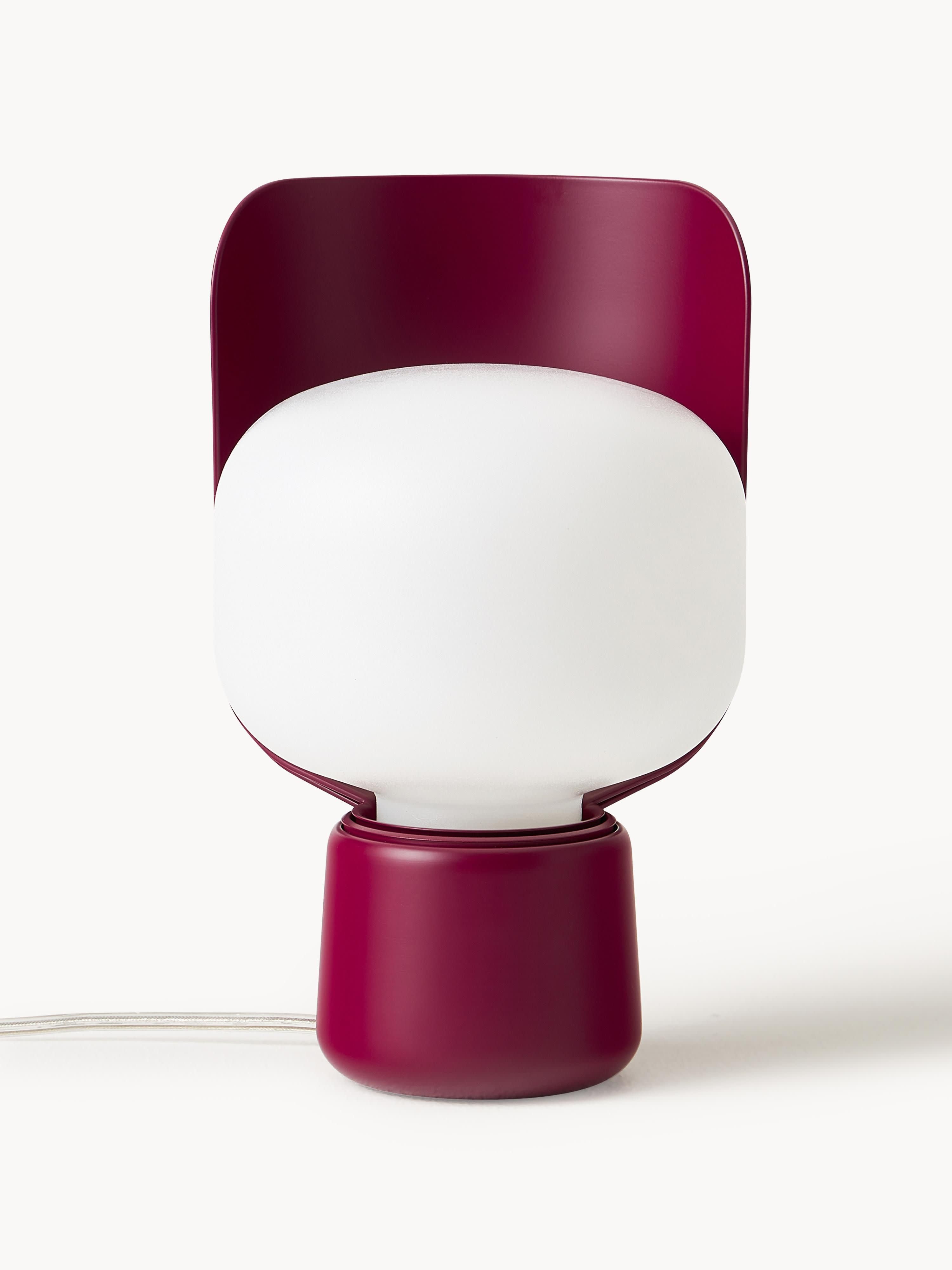 Petite lampe à poser artisanale Isaac - Blanc, prune