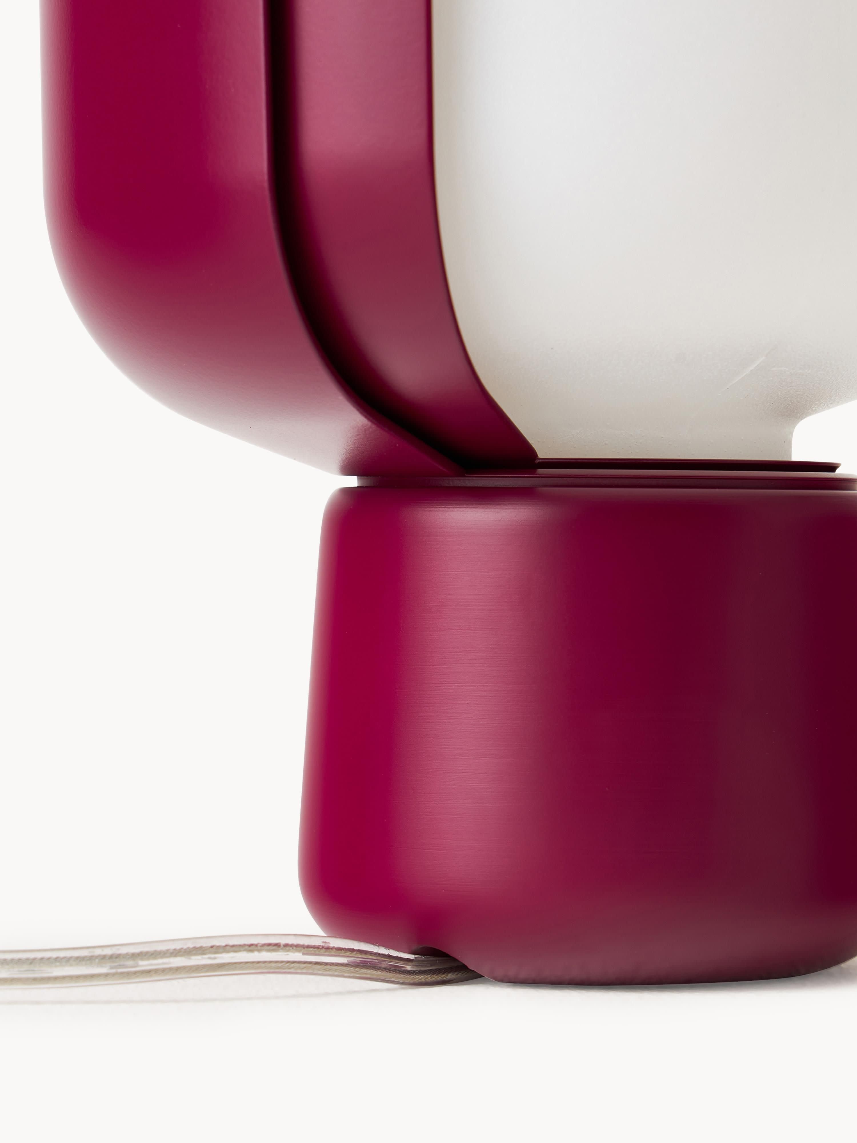 Petite lampe à poser artisanale Isaac - Blanc, prune