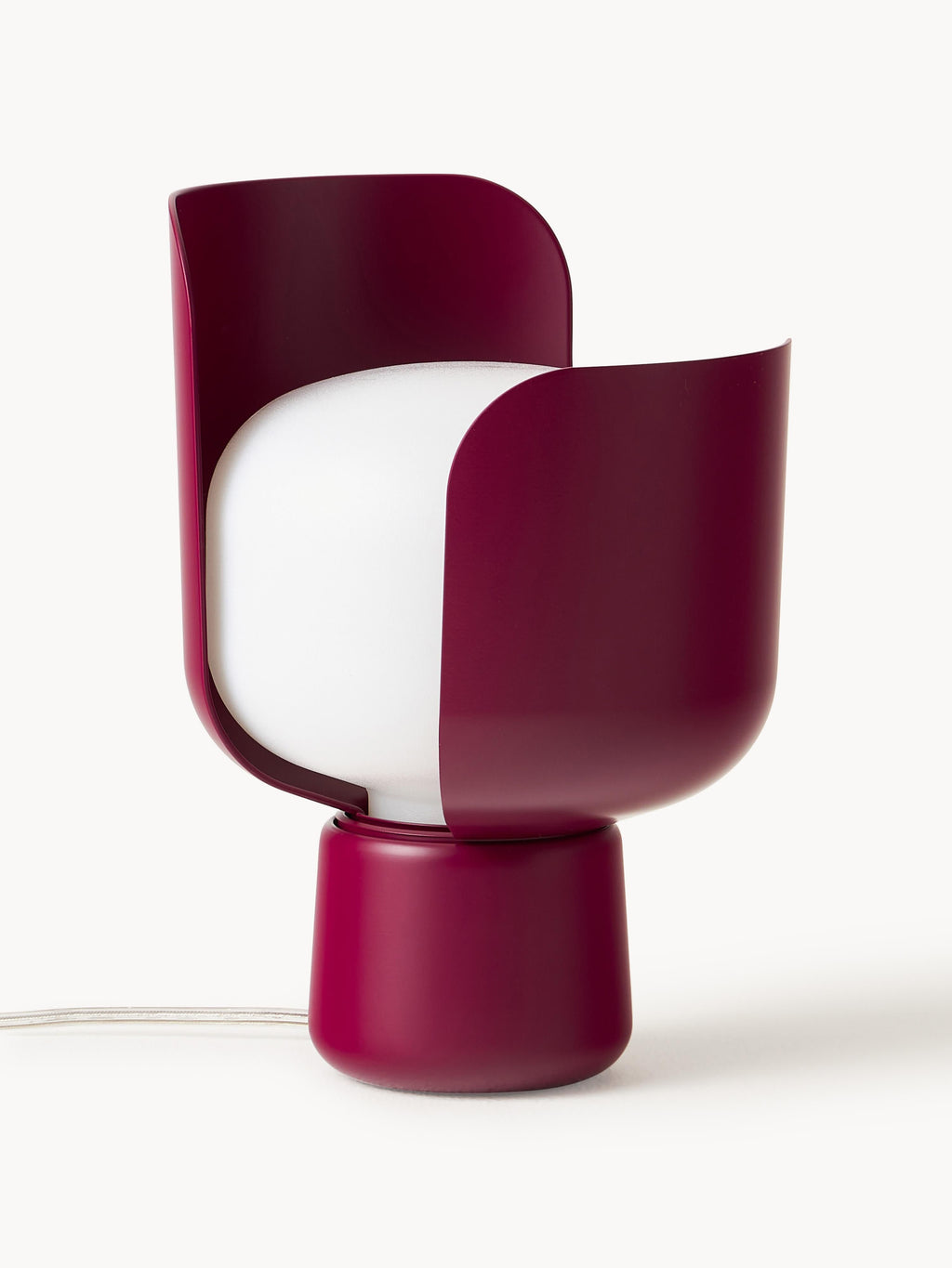 Petite lampe à poser artisanale Isaac - Blanc, prune