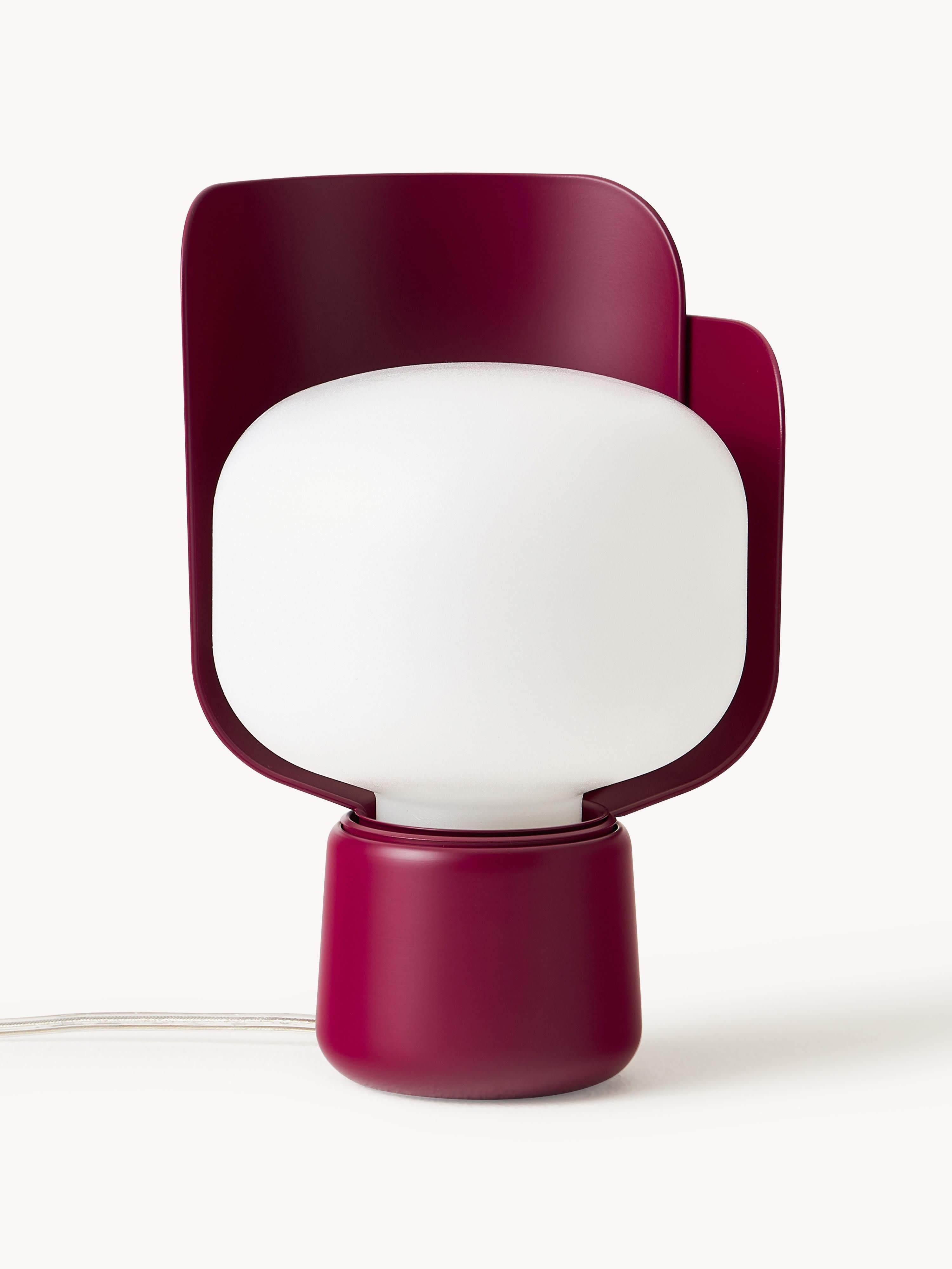 Petite lampe à poser artisanale Isaac - Blanc, prune