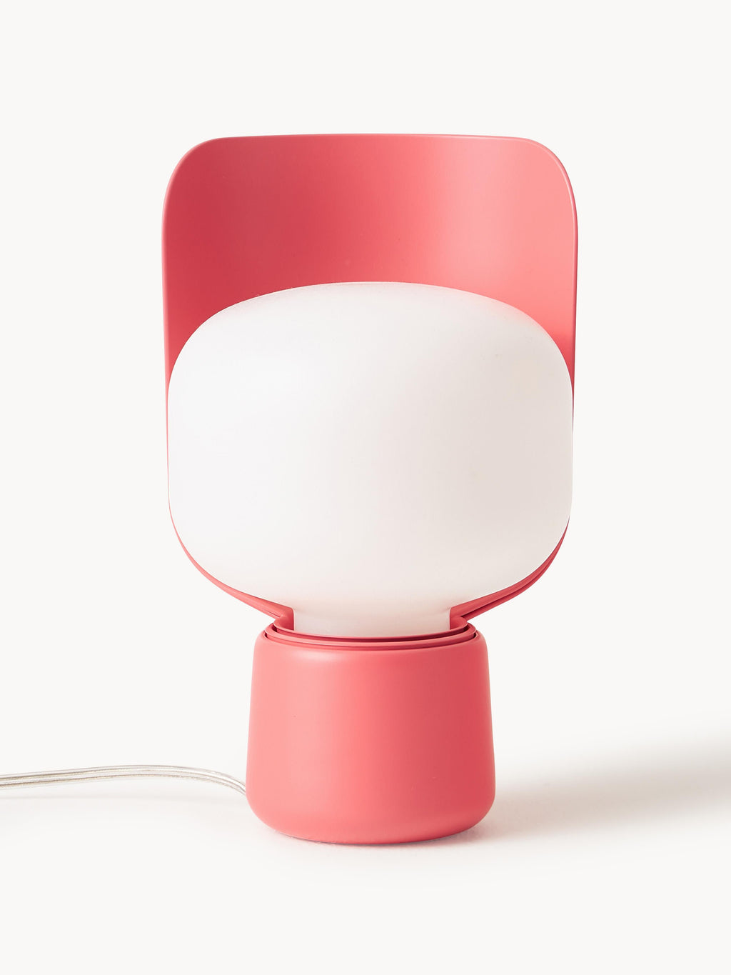 Petite lampe à poser artisanale Isaac - Blanc, rouge corail