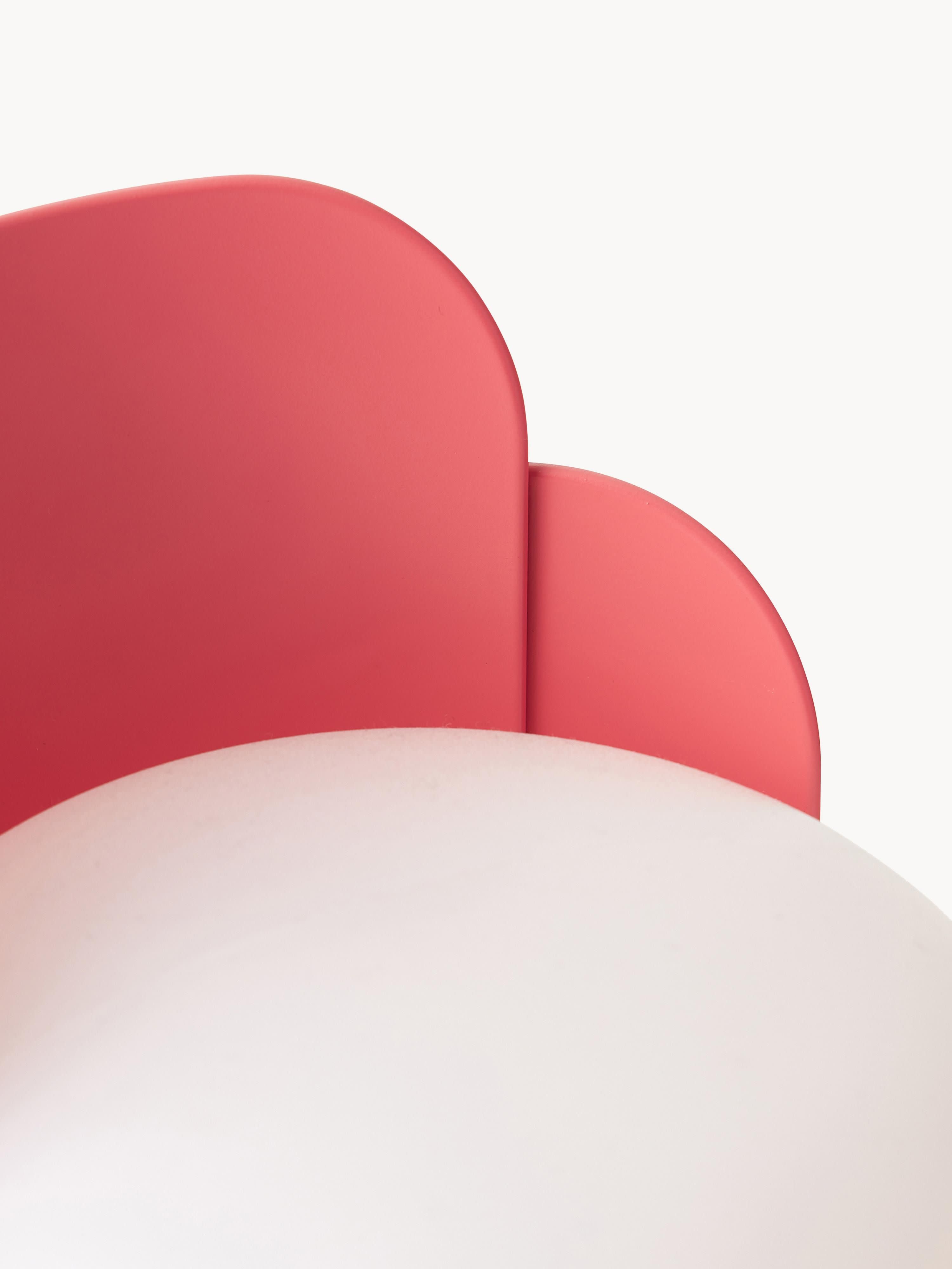 Petite lampe à poser artisanale Isaac - Blanc, rouge corail