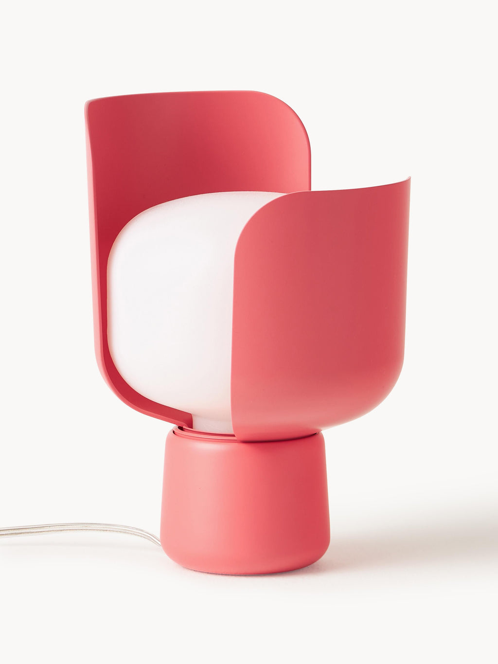 Petite lampe à poser artisanale Isaac - Blanc, rouge corail