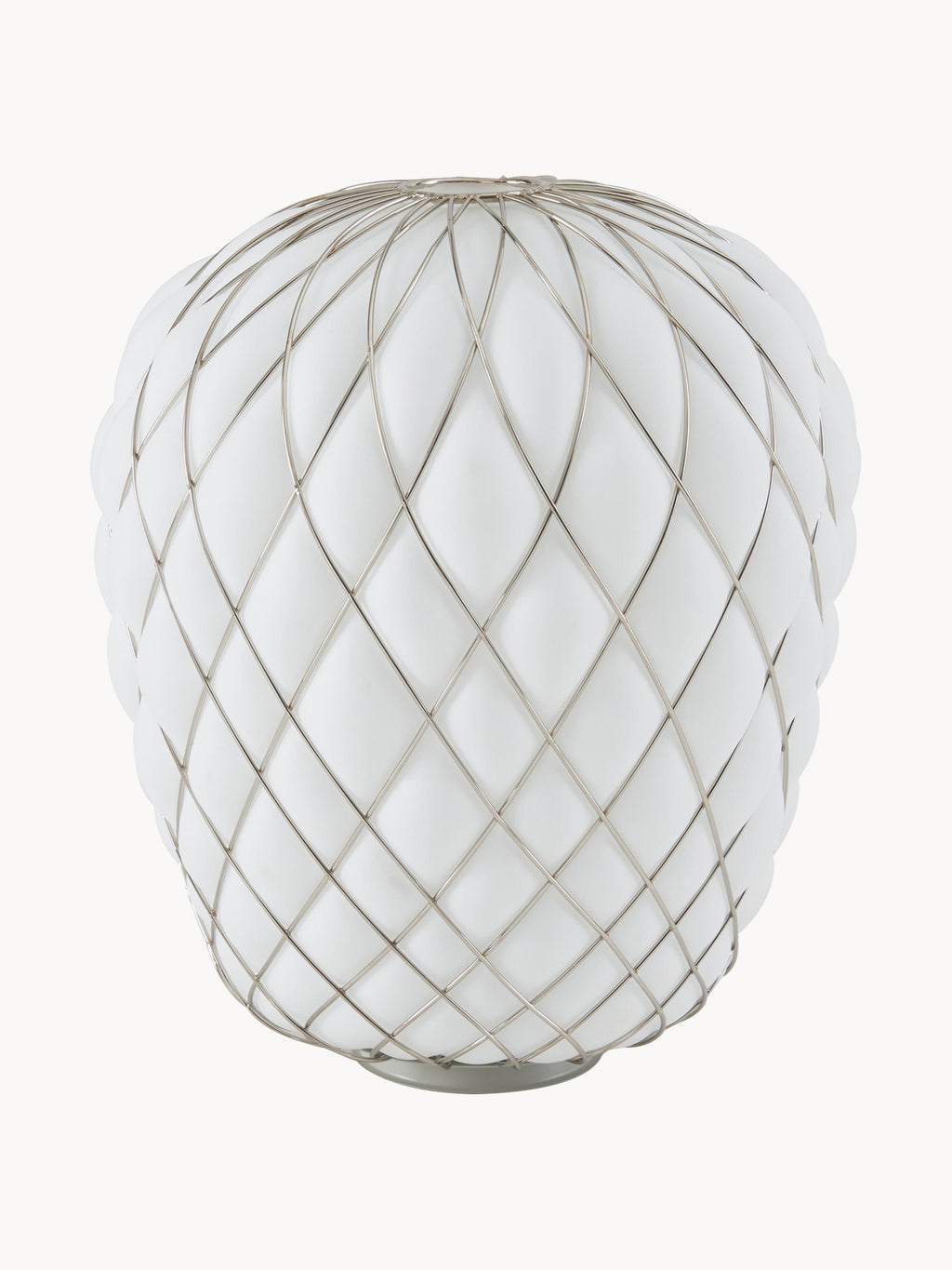 Grande lampe à poser artisanale Berger, intensité ajustable - Blanc, argenté