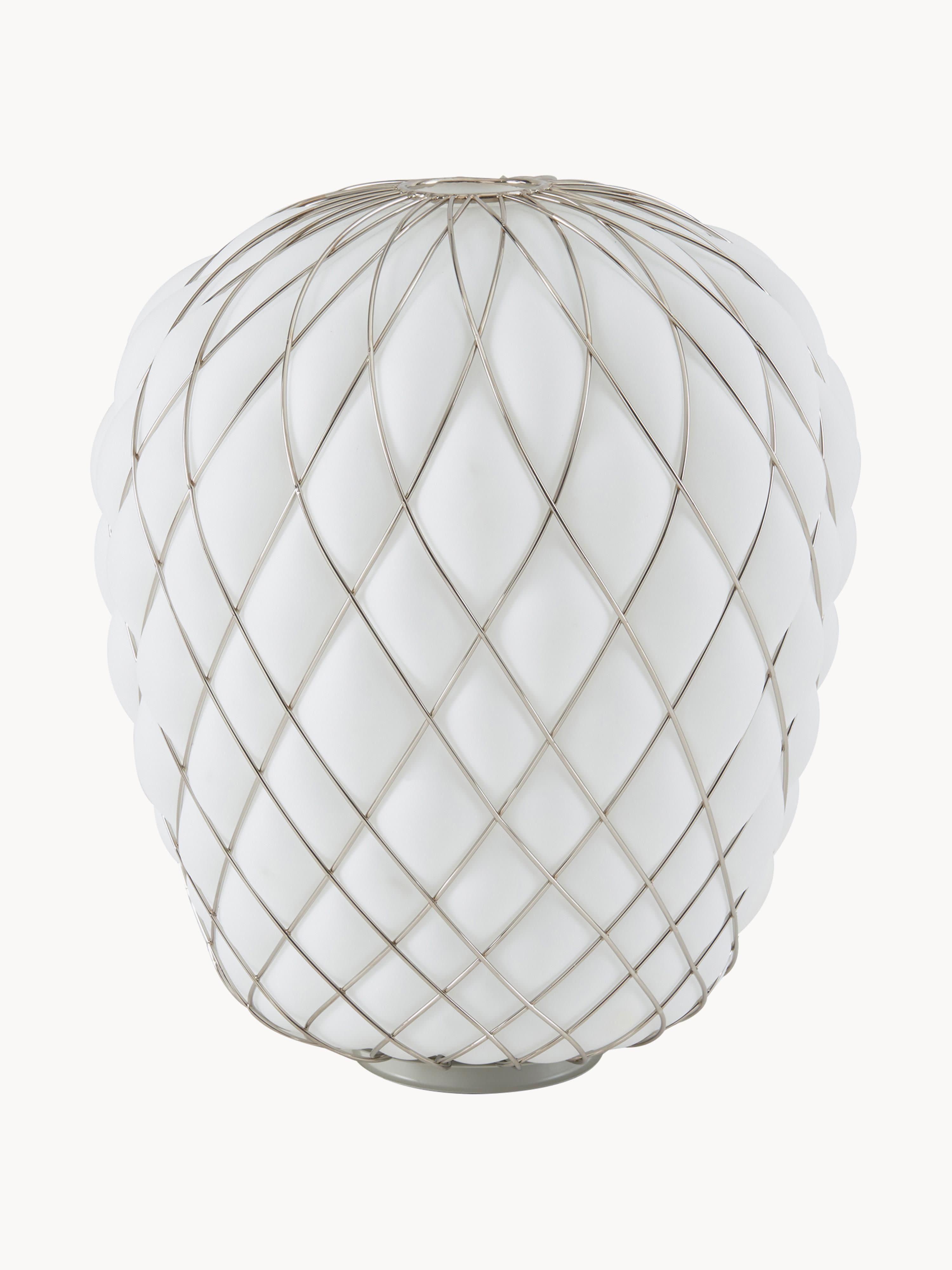 Grande lampe à poser artisanale Berger, intensité ajustable - Blanc, argenté