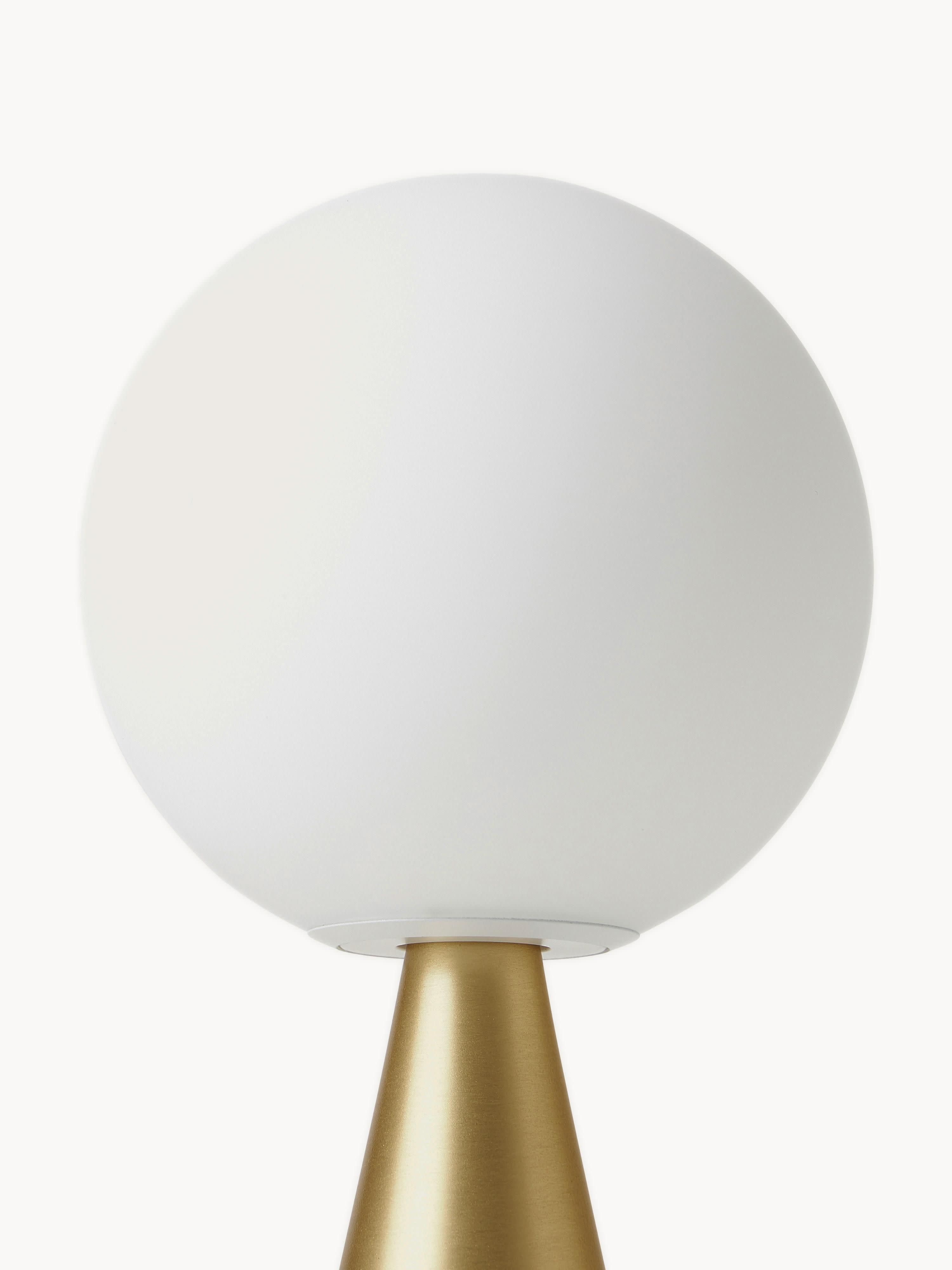 Petite lampe à poser artisanale Cyric - Blanc, laiton