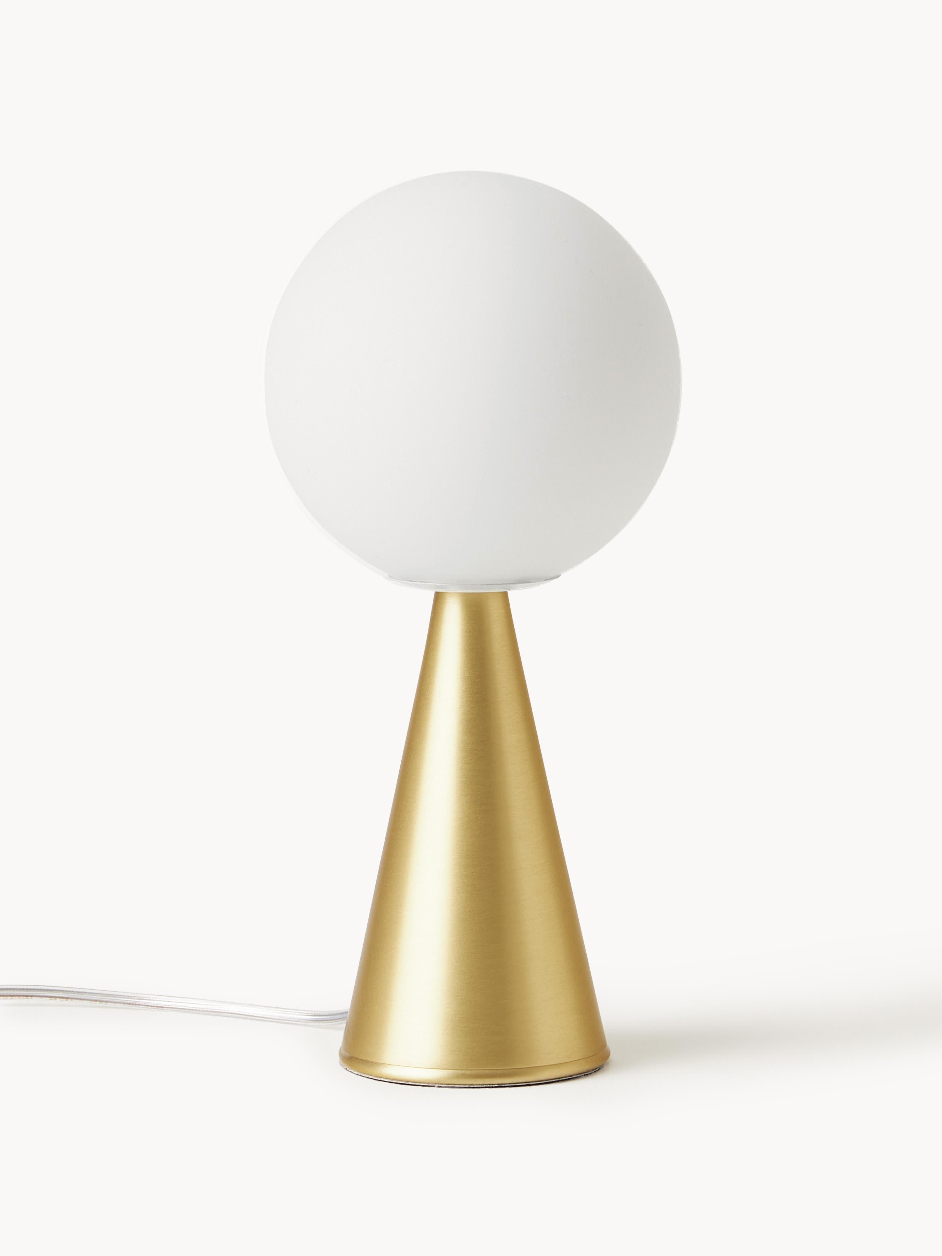 Petite lampe à poser artisanale Cyric - Blanc, laiton