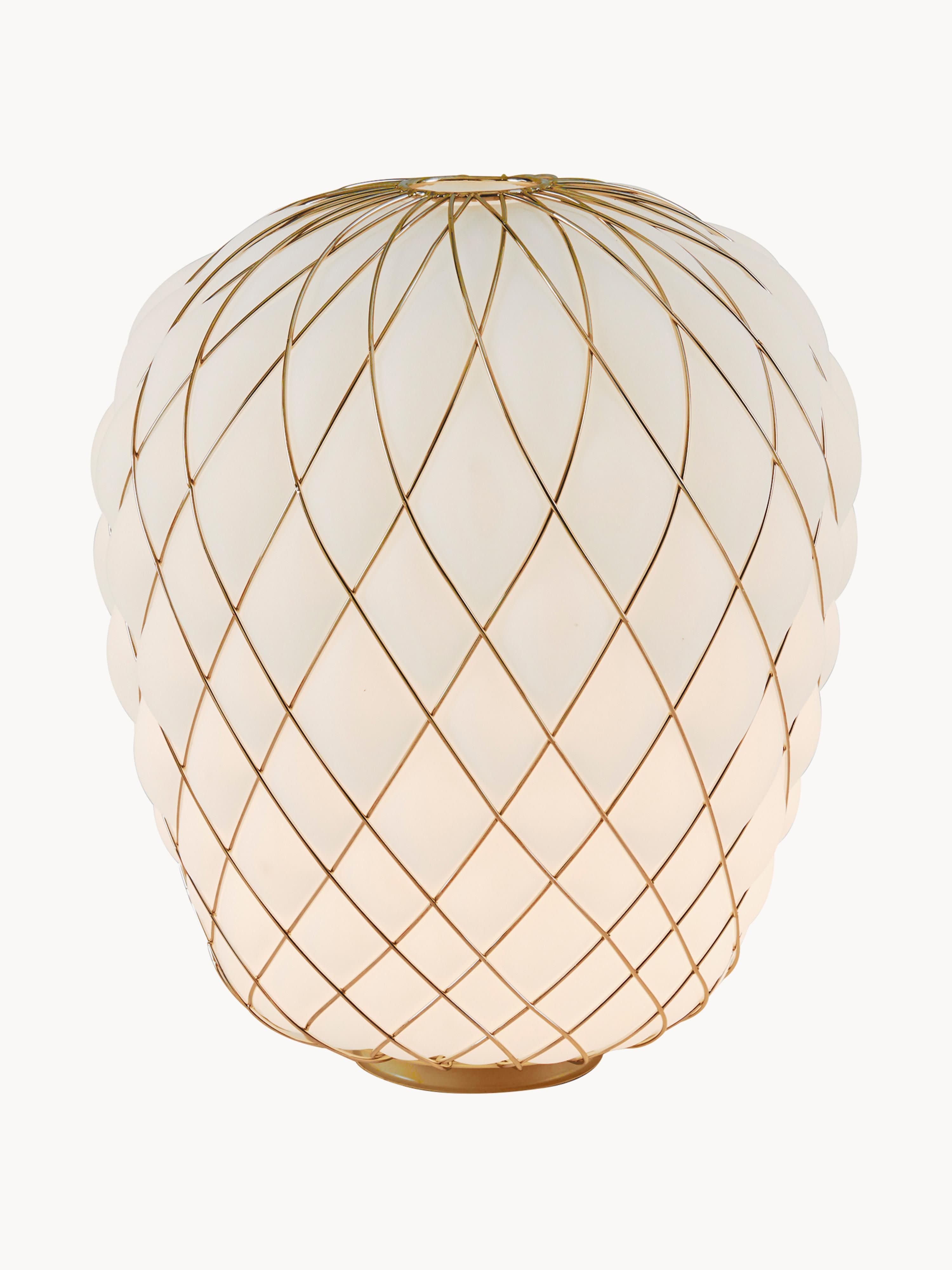 Grande lampe à poser artisanale Berger, intensité ajustable - Blanc, doré