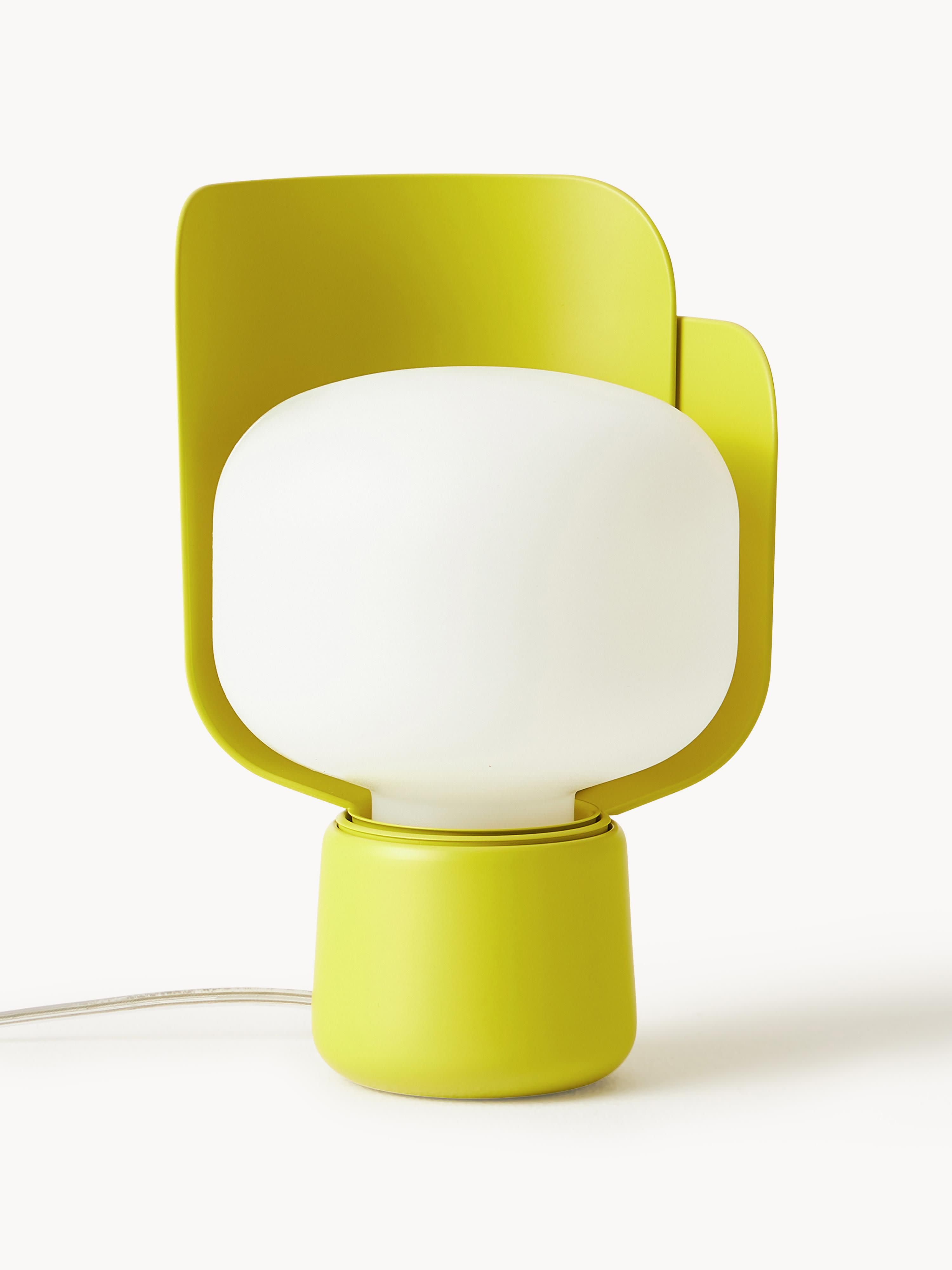 Petite lampe à poser artisanale Isaac - Blanc, vert clair