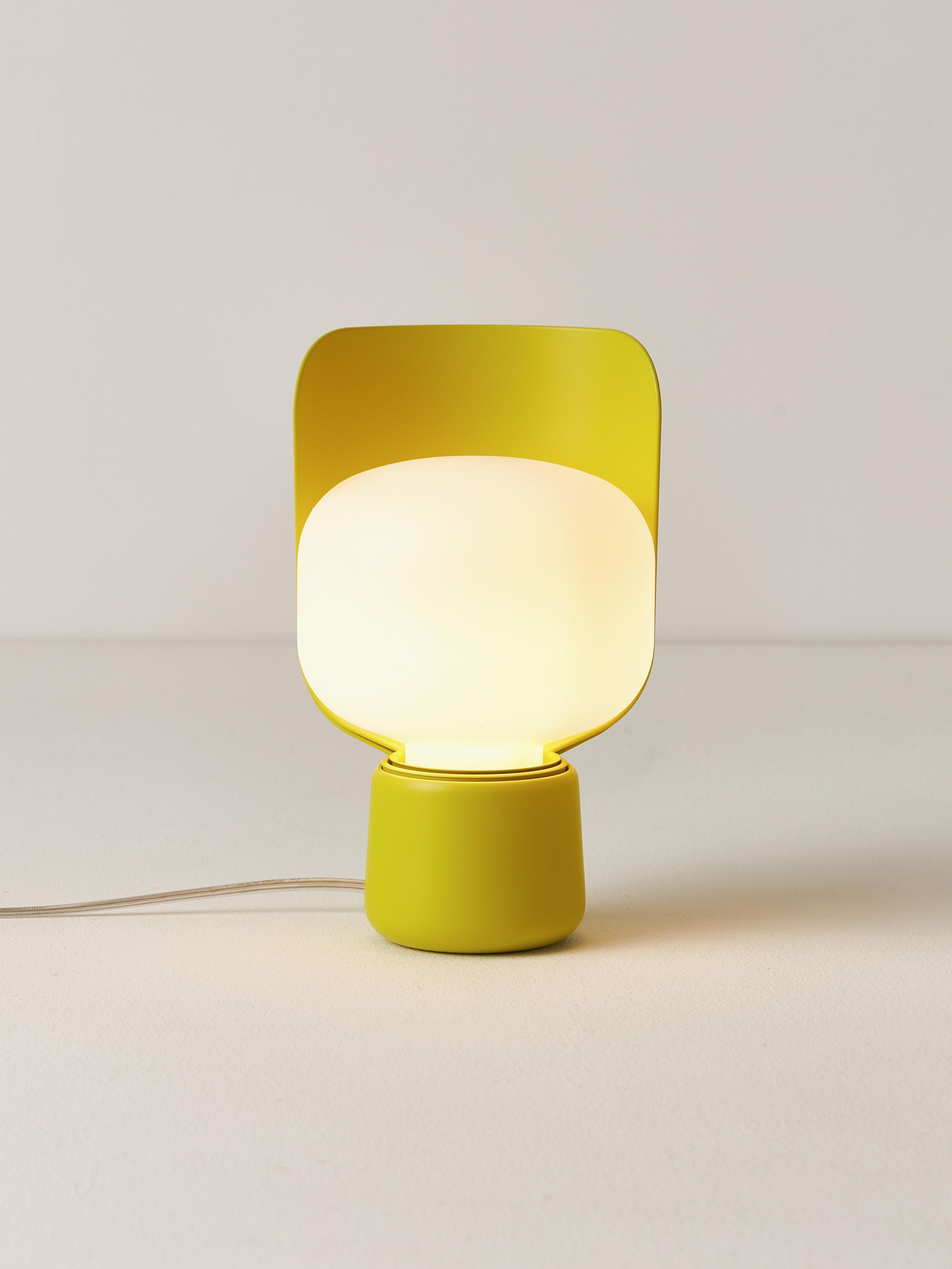 Petite lampe à poser artisanale Isaac - Blanc, vert clair
