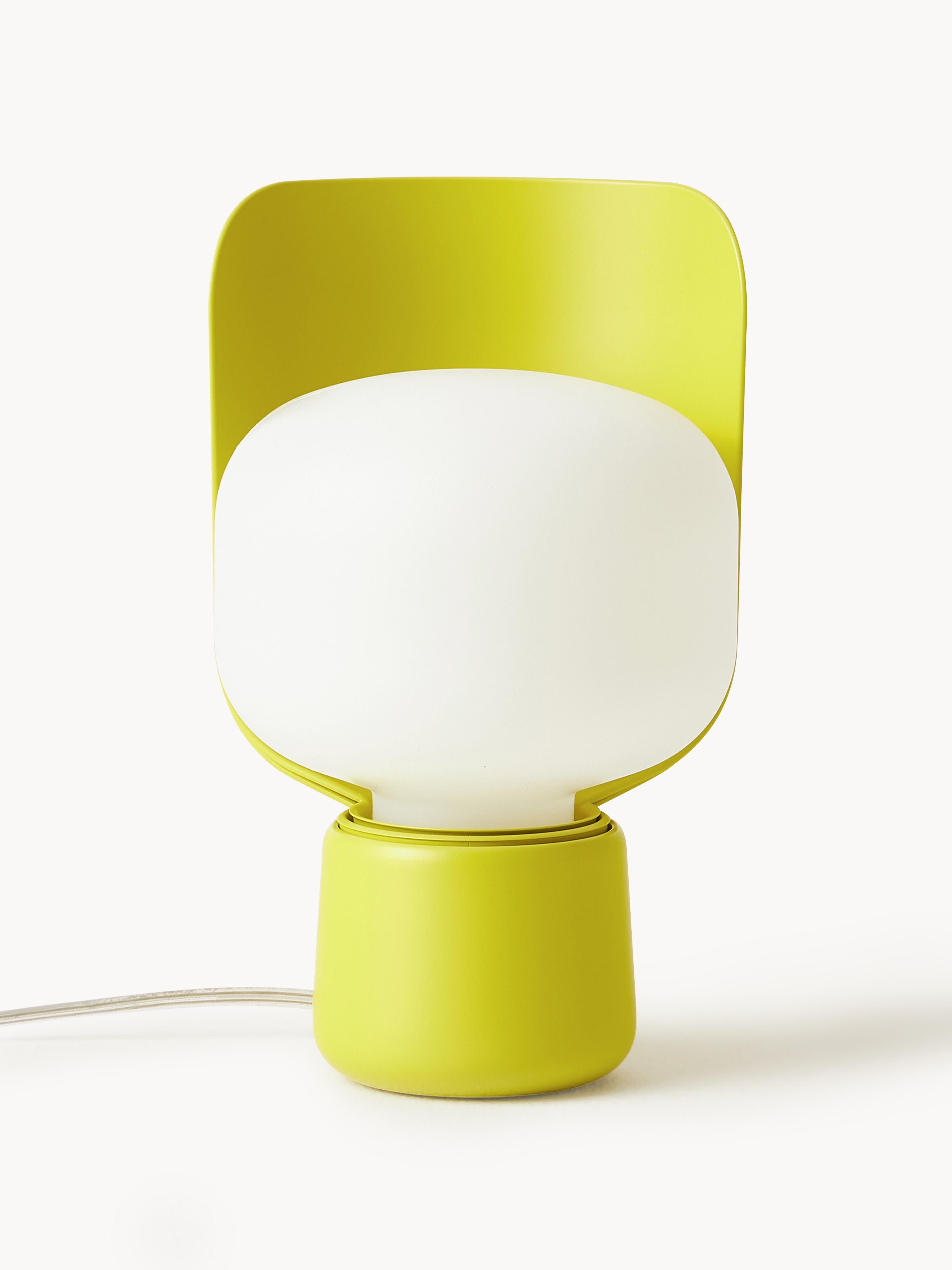 Petite lampe à poser artisanale Isaac - Blanc, vert clair
