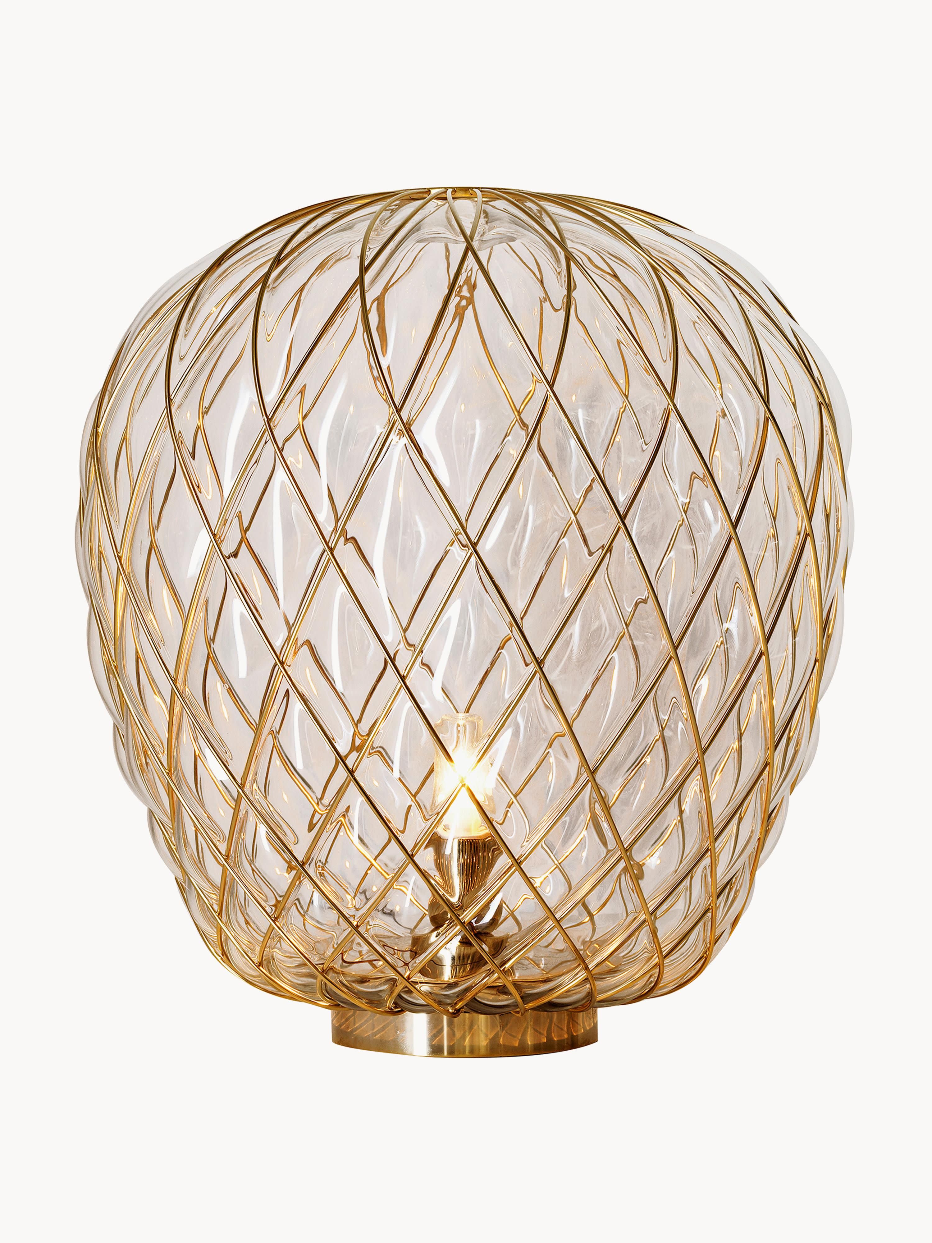 Grande lampe à poser artisanale Berger - Transparent, doré