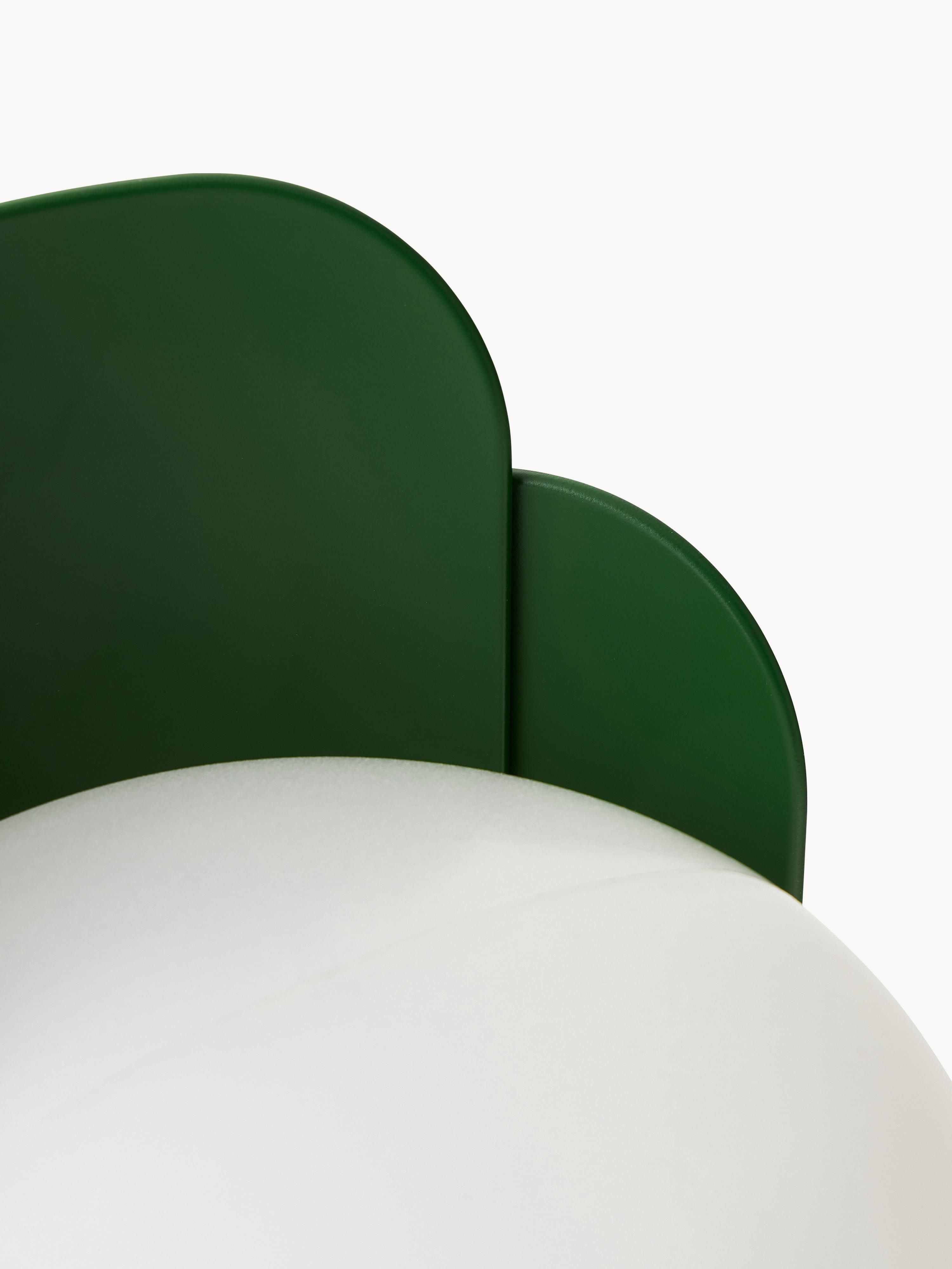Petite lampe à poser artisanale Isaac - Blanc, vert foncé