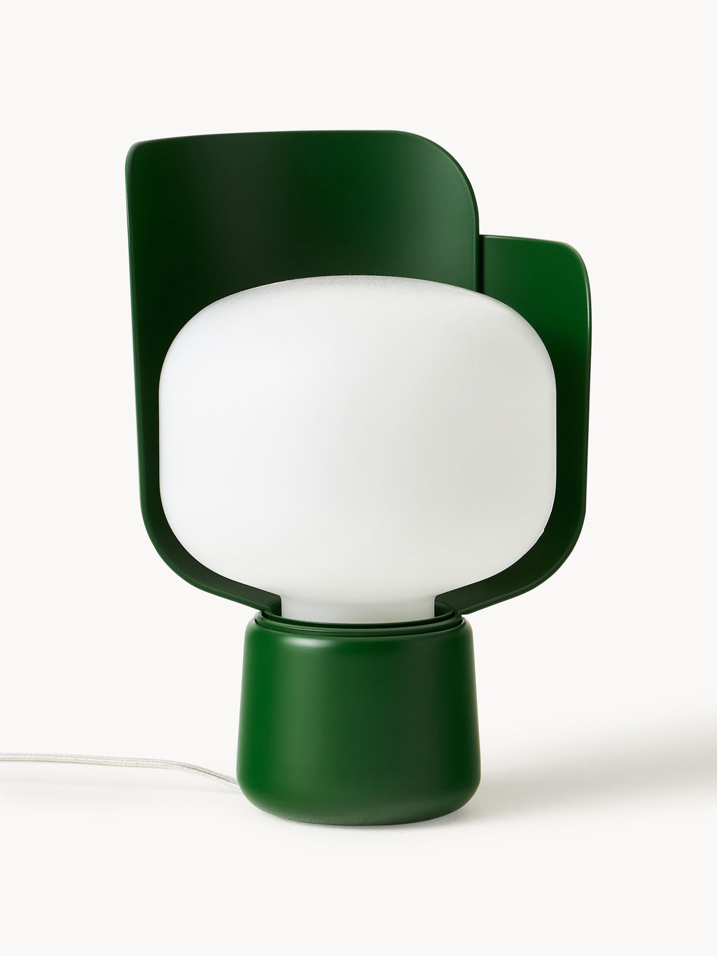 Petite lampe à poser artisanale Isaac - Blanc, vert foncé