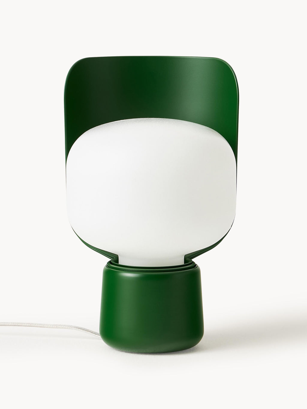Petite lampe à poser artisanale Isaac - Blanc, vert foncé