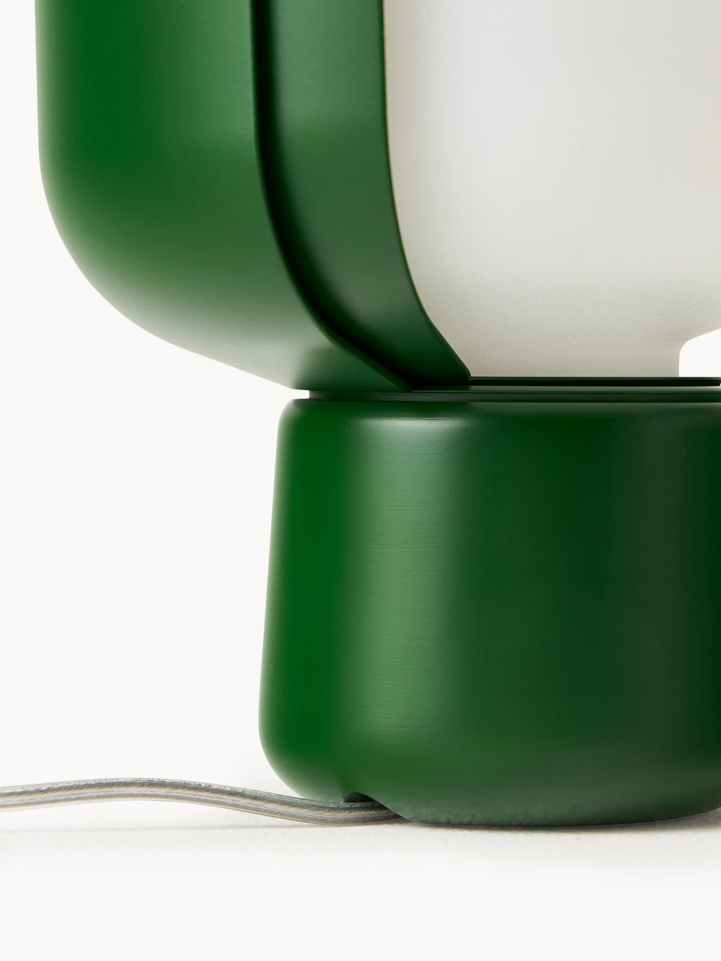Petite lampe à poser artisanale Isaac - Blanc, vert foncé