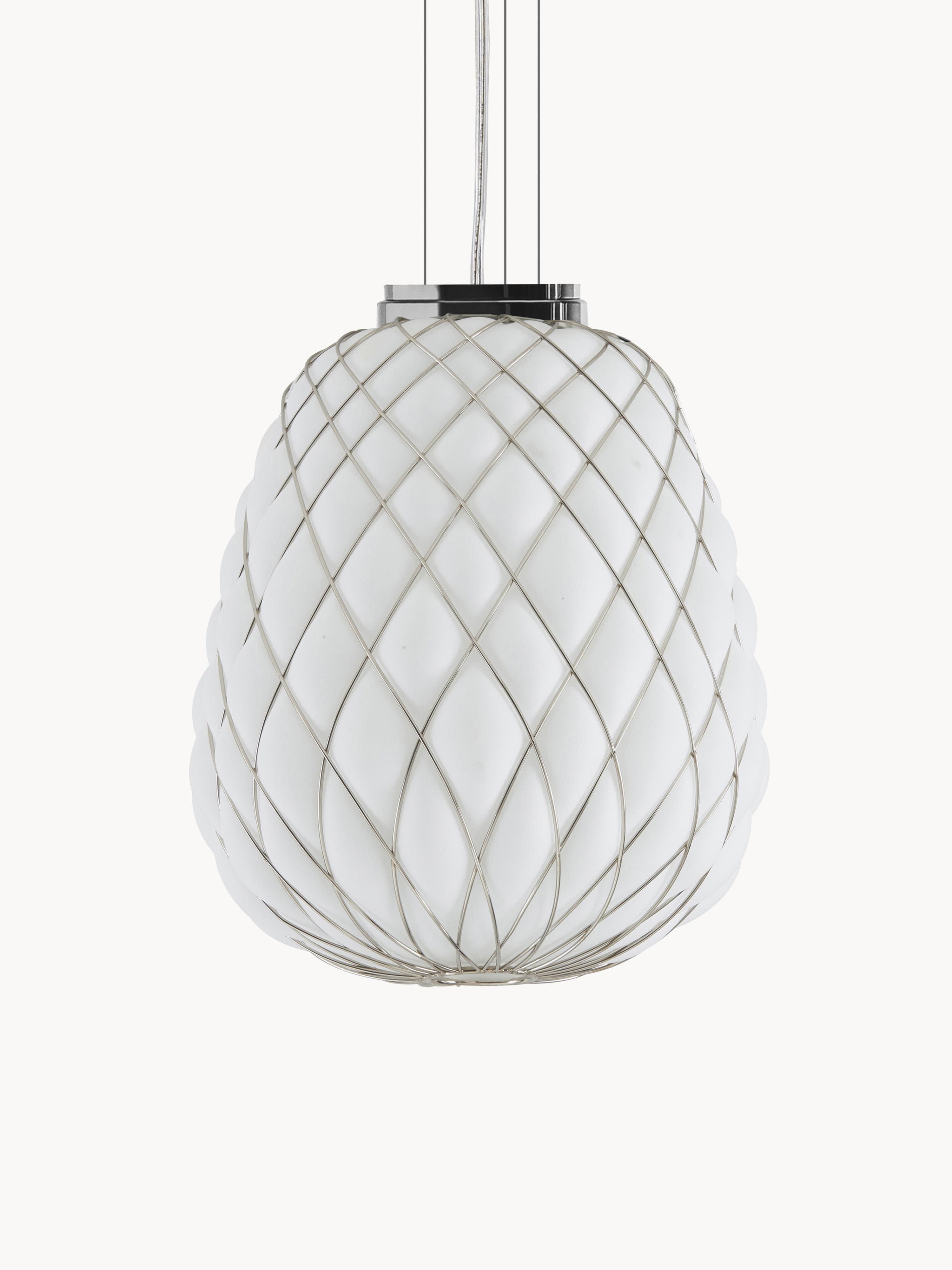 Suspension artisanale Berger - Blanc, argenté