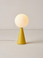 Petite lampe à poser artisanale Cyric - Blanc, jaune citron