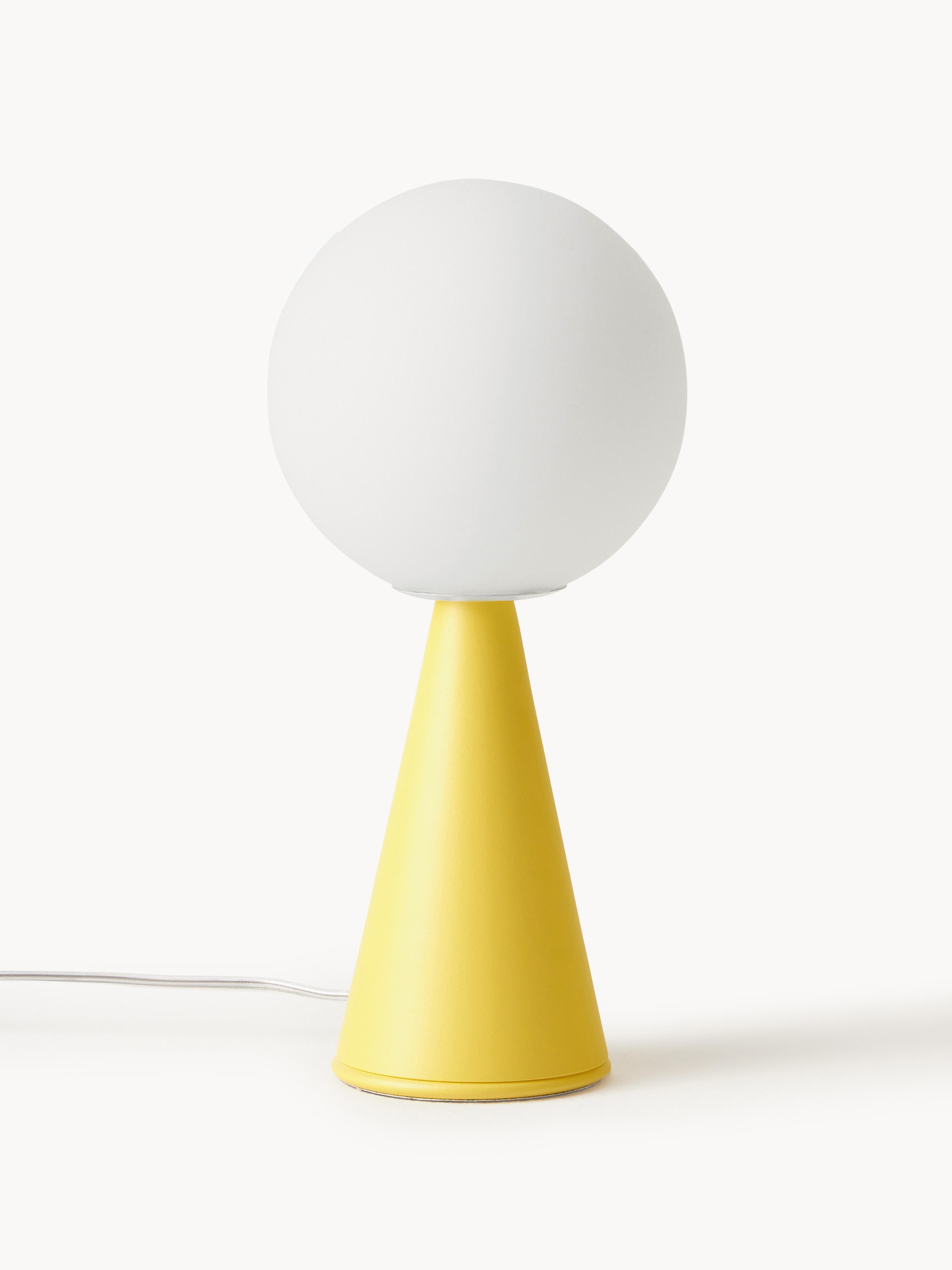 Petite lampe à poser artisanale Cyric - Blanc, jaune citron