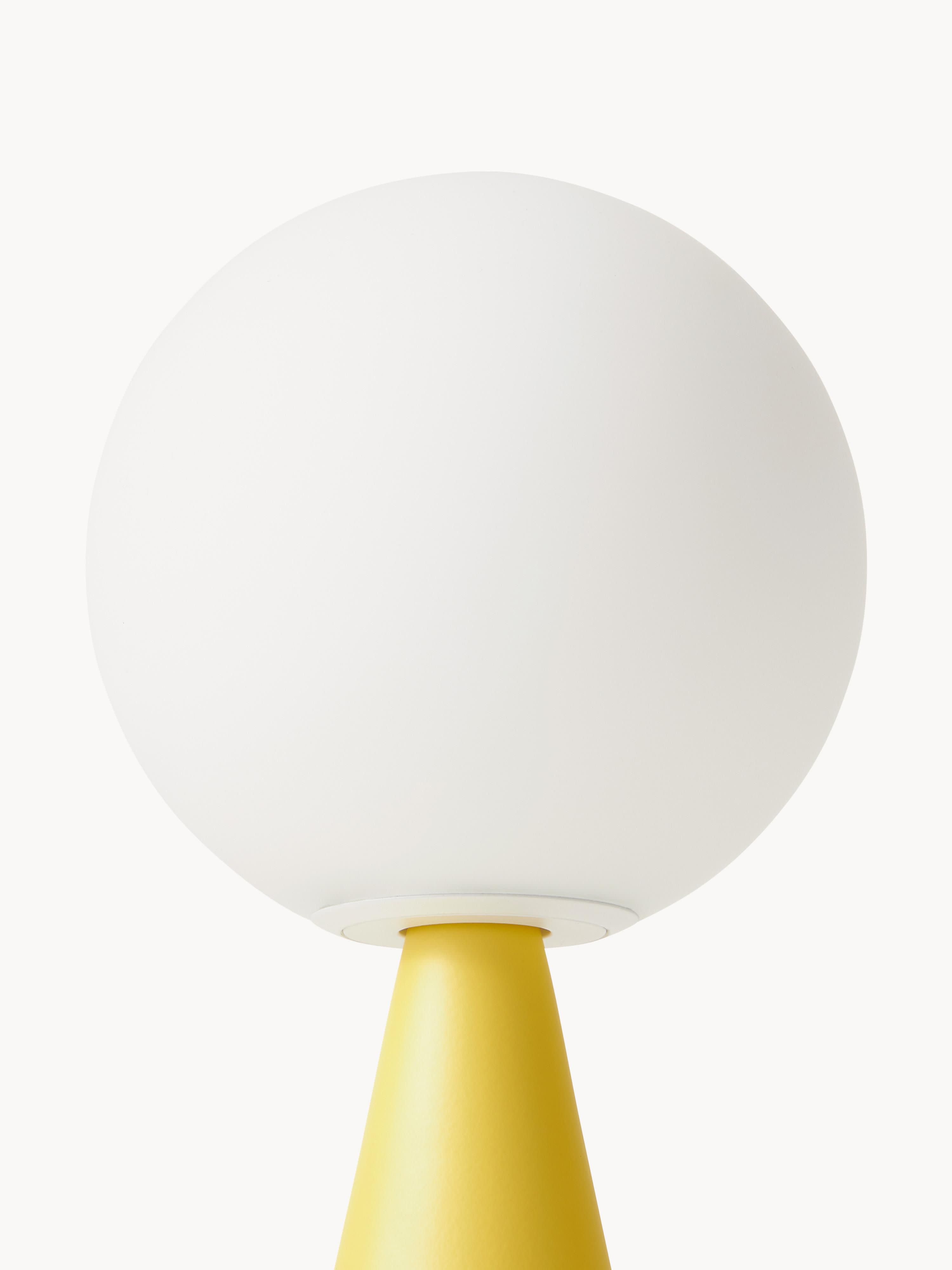 Petite lampe à poser artisanale Cyric - Blanc, jaune citron