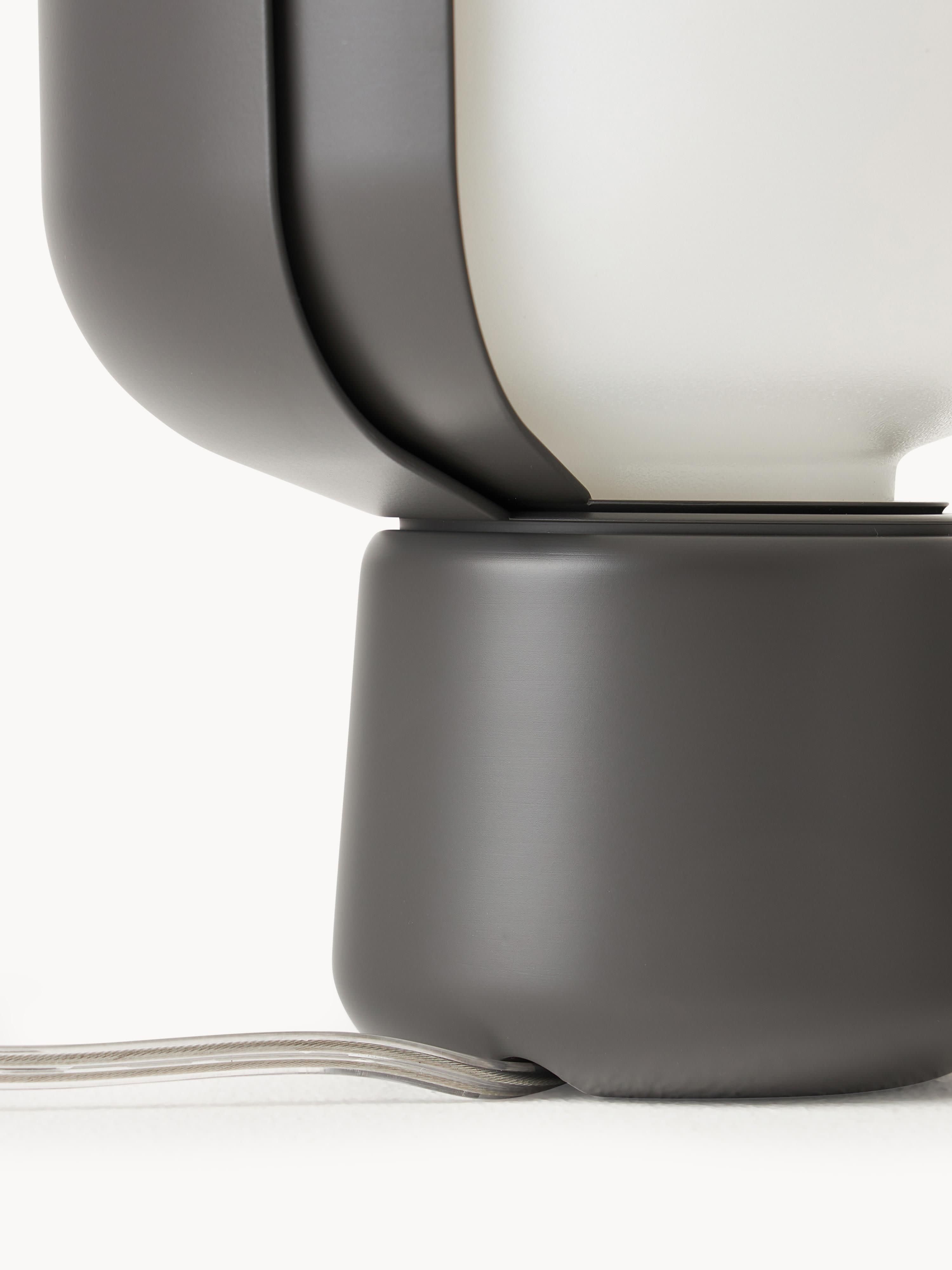 Petite lampe à poser artisanale Isaac - Blanc, anthracite