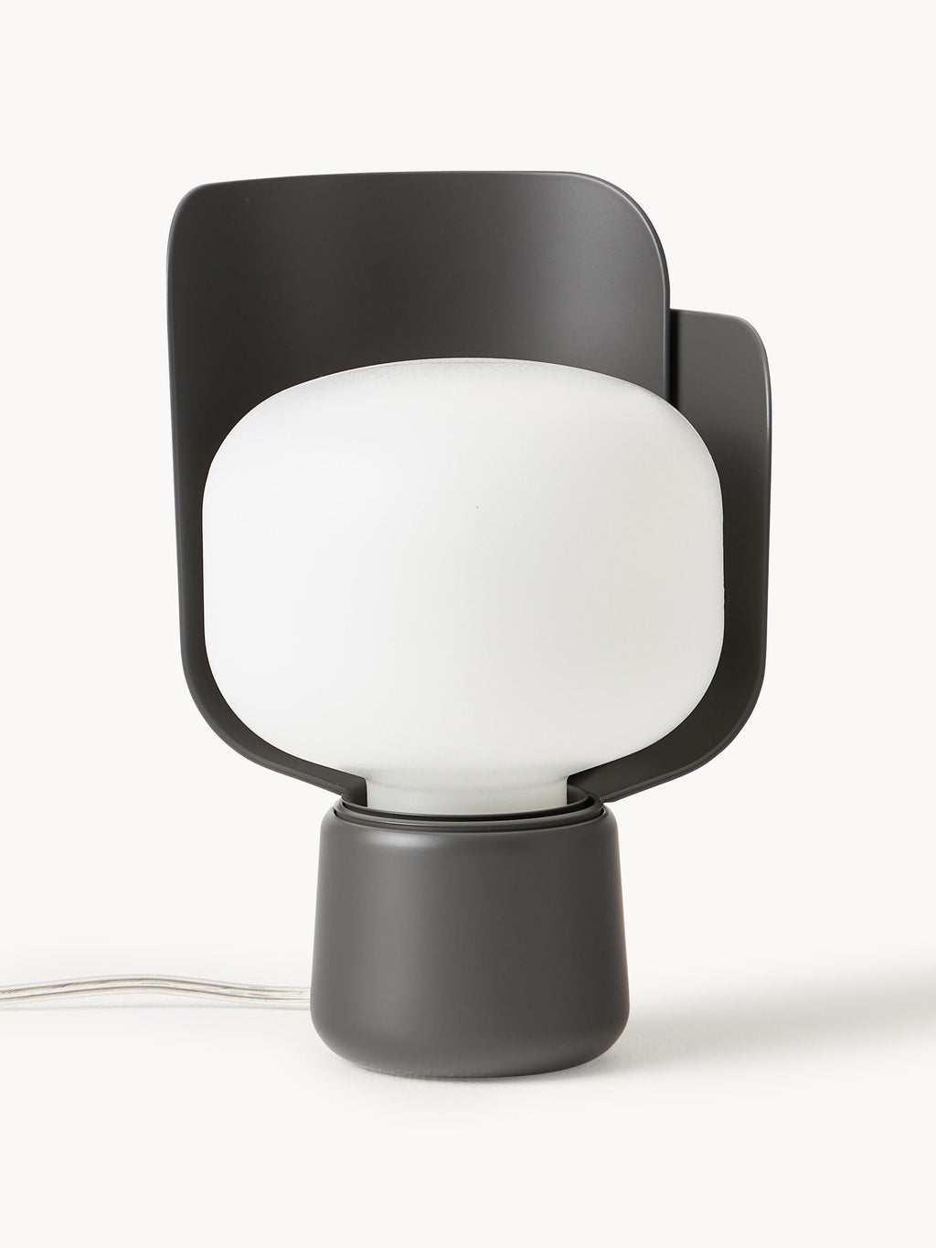 Petite lampe à poser artisanale Isaac - Blanc, anthracite