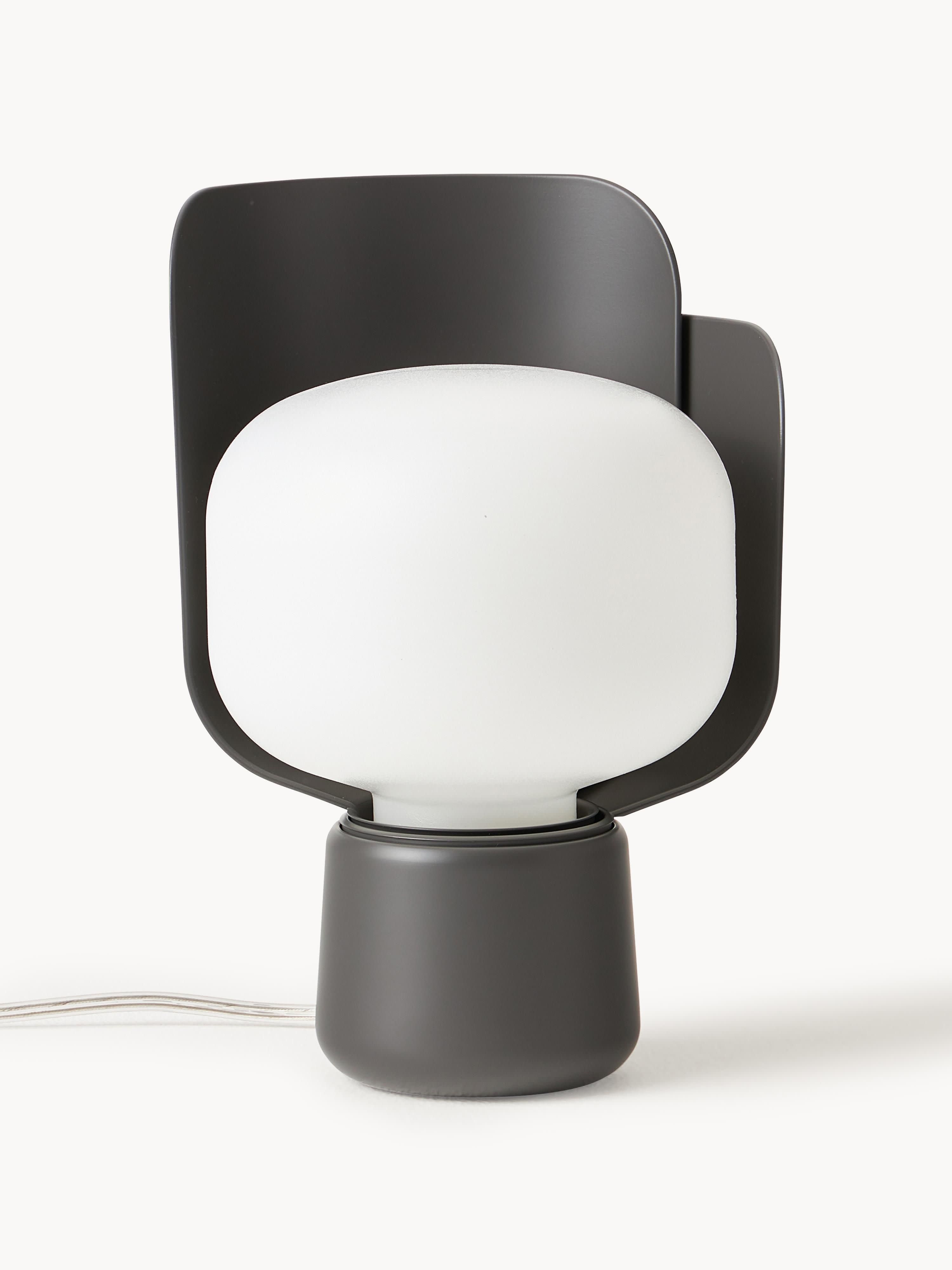 Petite lampe à poser artisanale Isaac - Blanc, anthracite