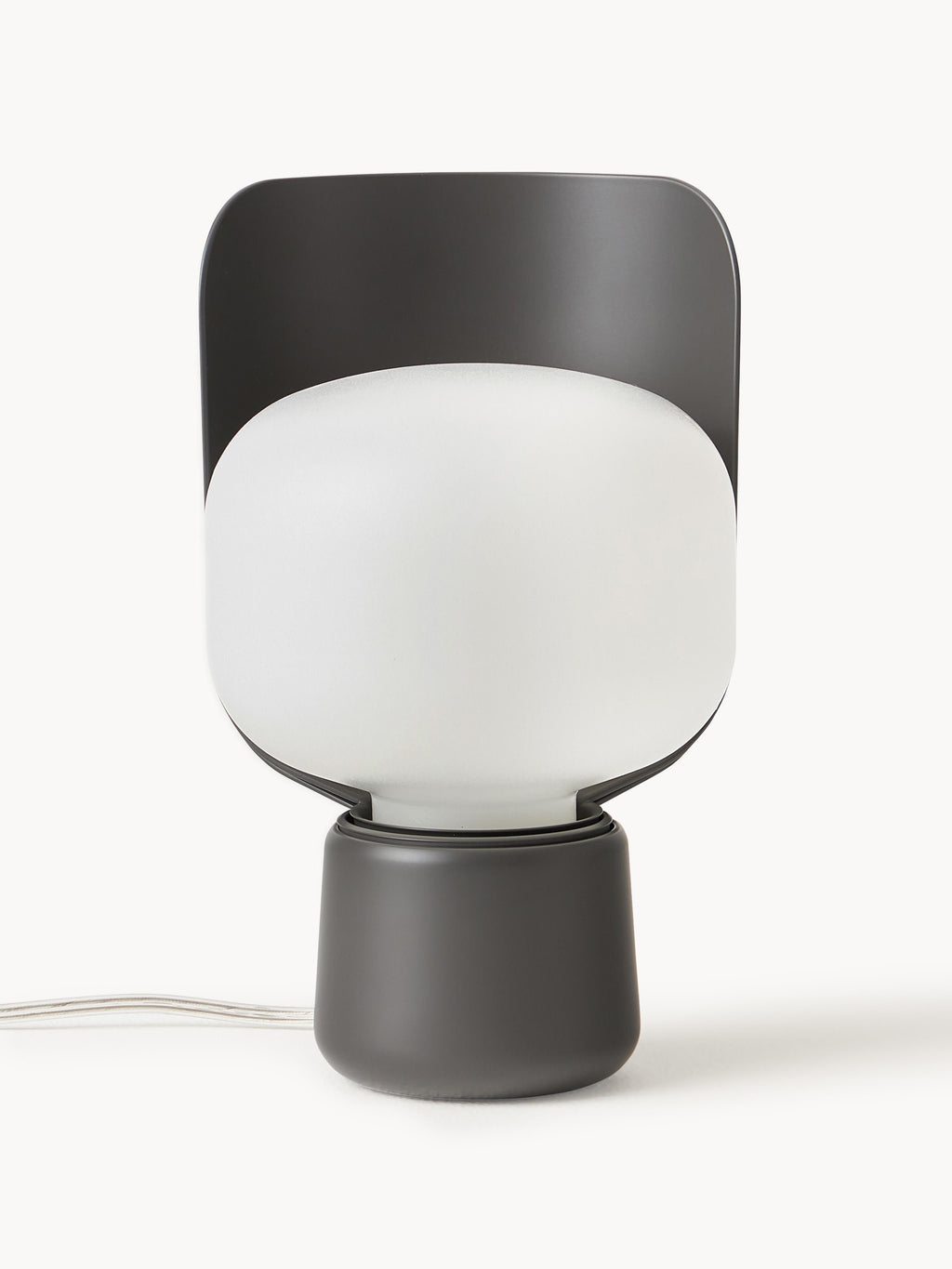 Petite lampe à poser artisanale Isaac - Blanc, anthracite