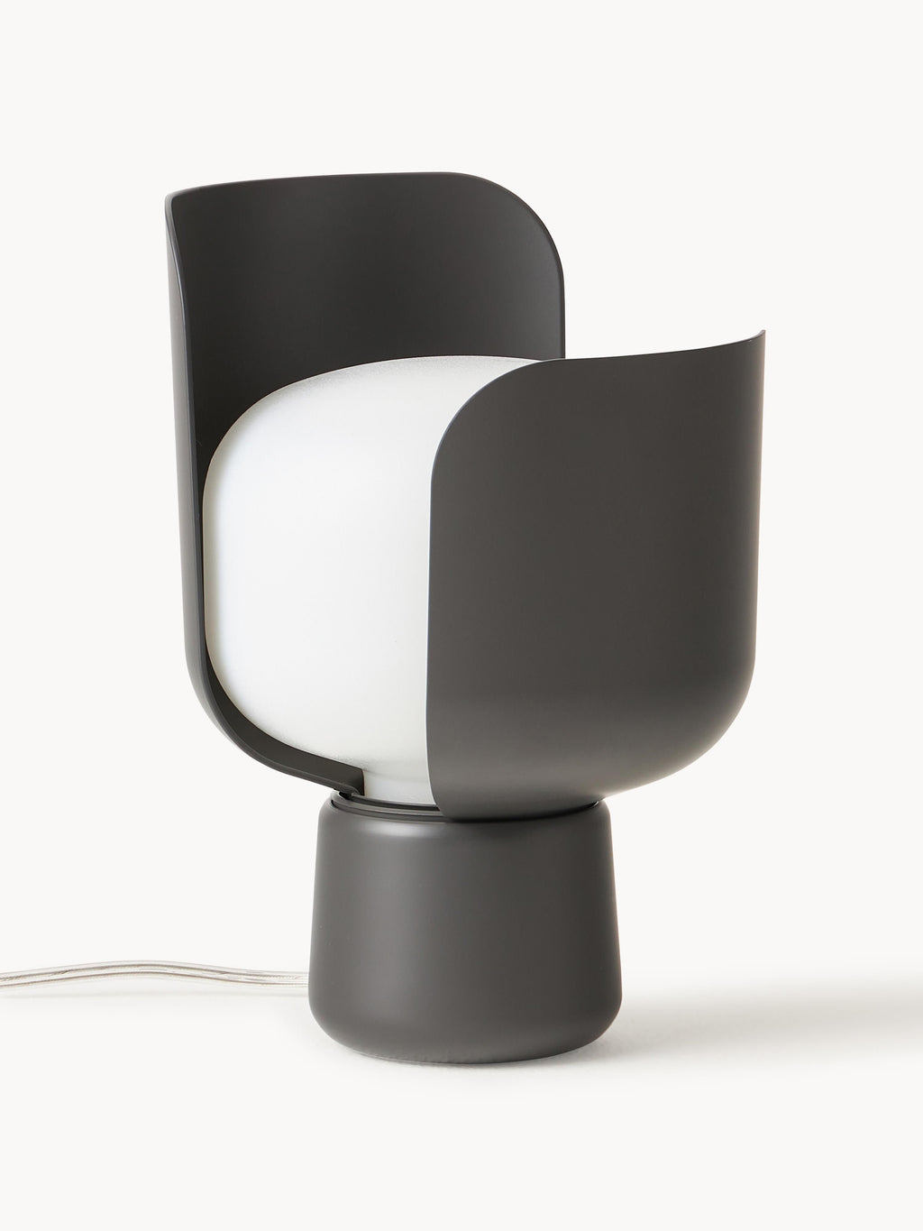 Petite lampe à poser artisanale Isaac - Blanc, anthracite