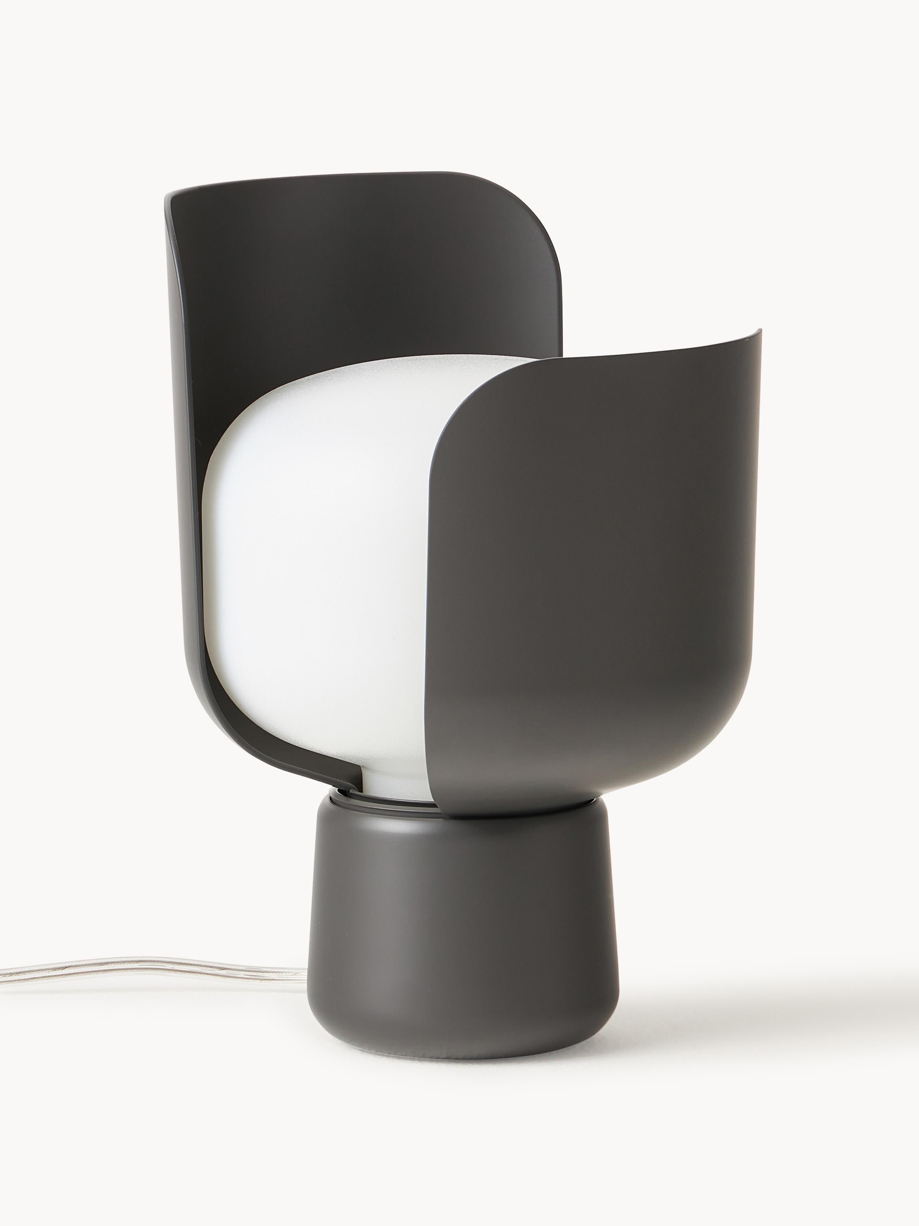 Petite lampe à poser artisanale Isaac - Blanc, anthracite