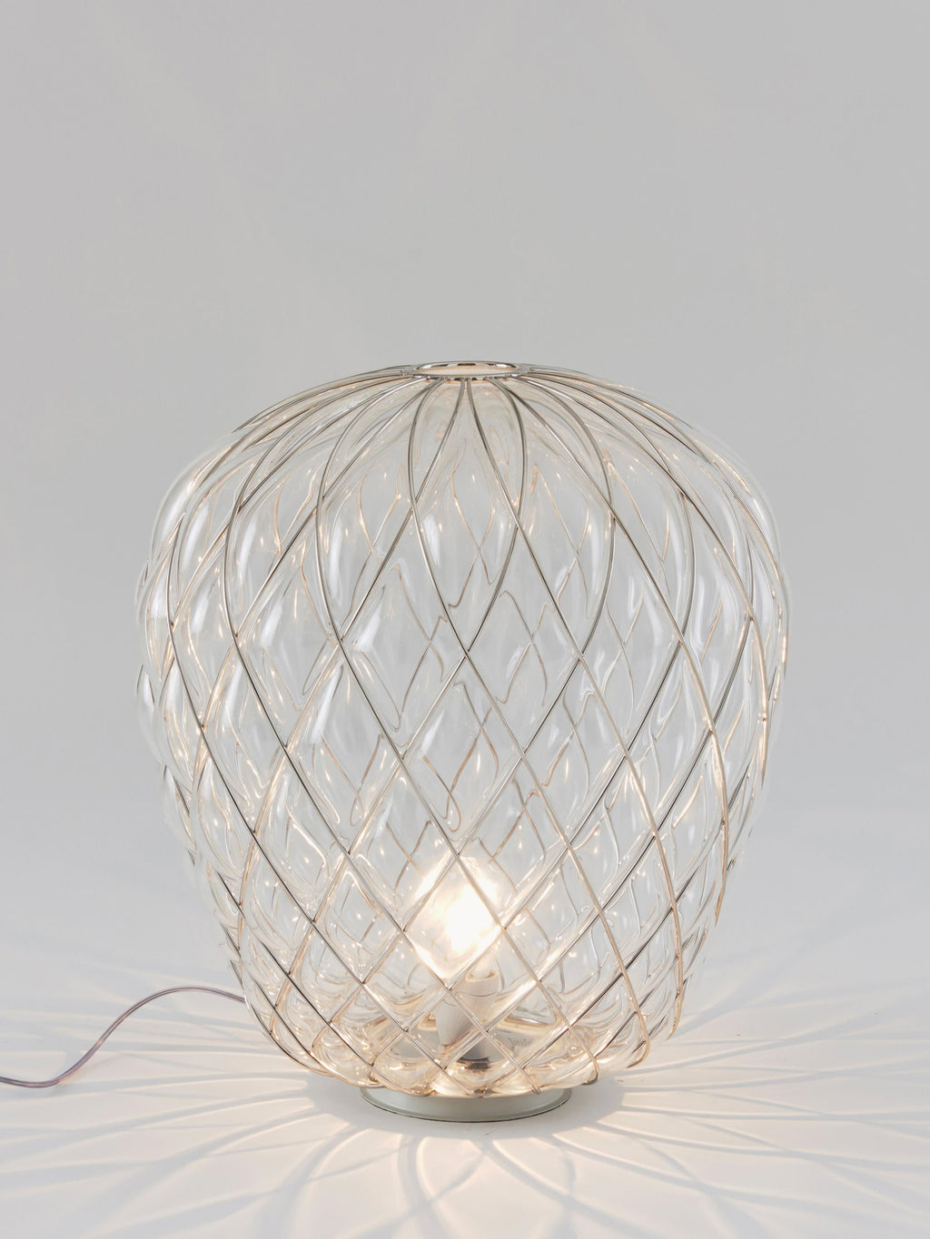 Grande lampe à poser artisanale Berger - Transparent, argenté