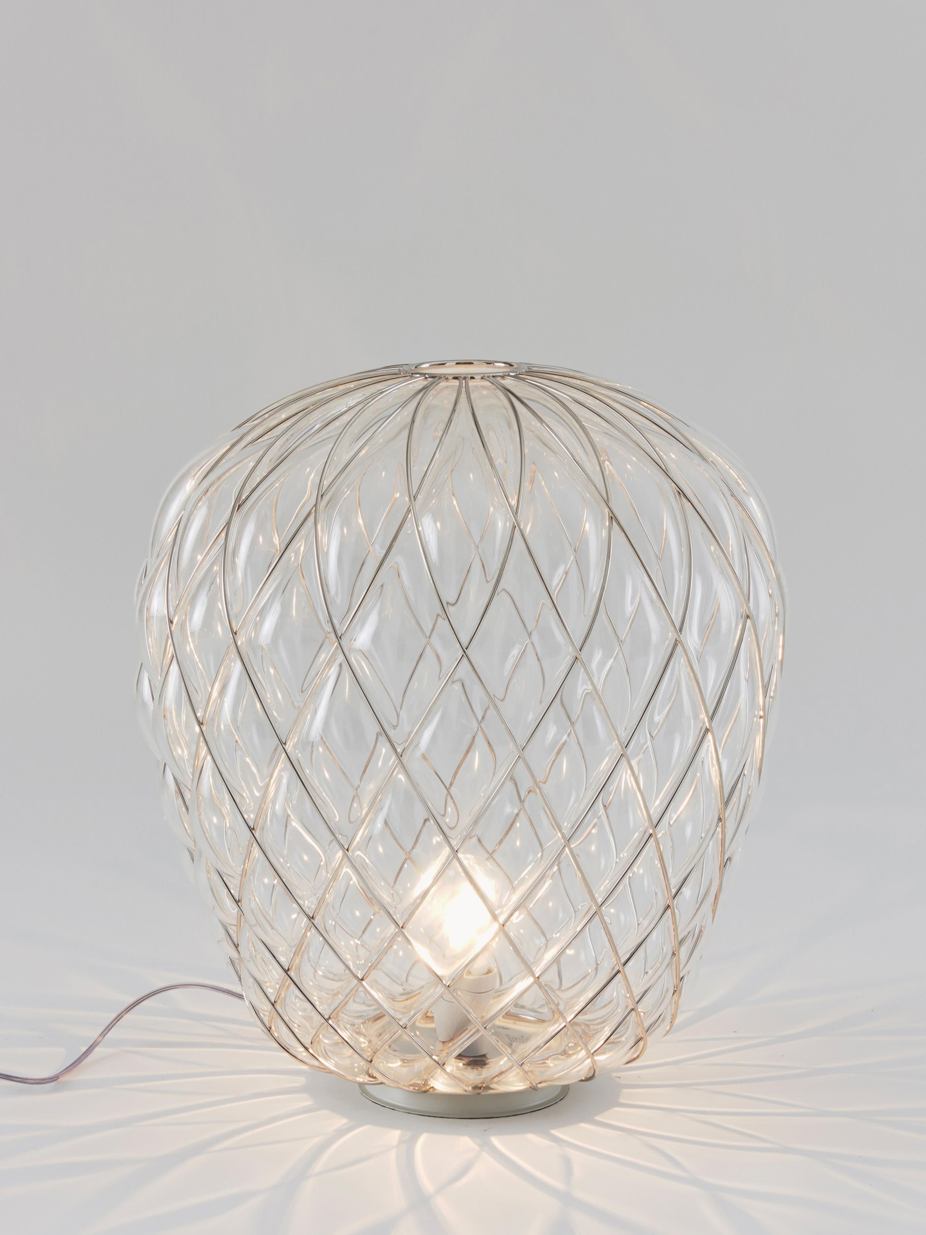 Grande lampe à poser artisanale Berger - Transparent, argenté