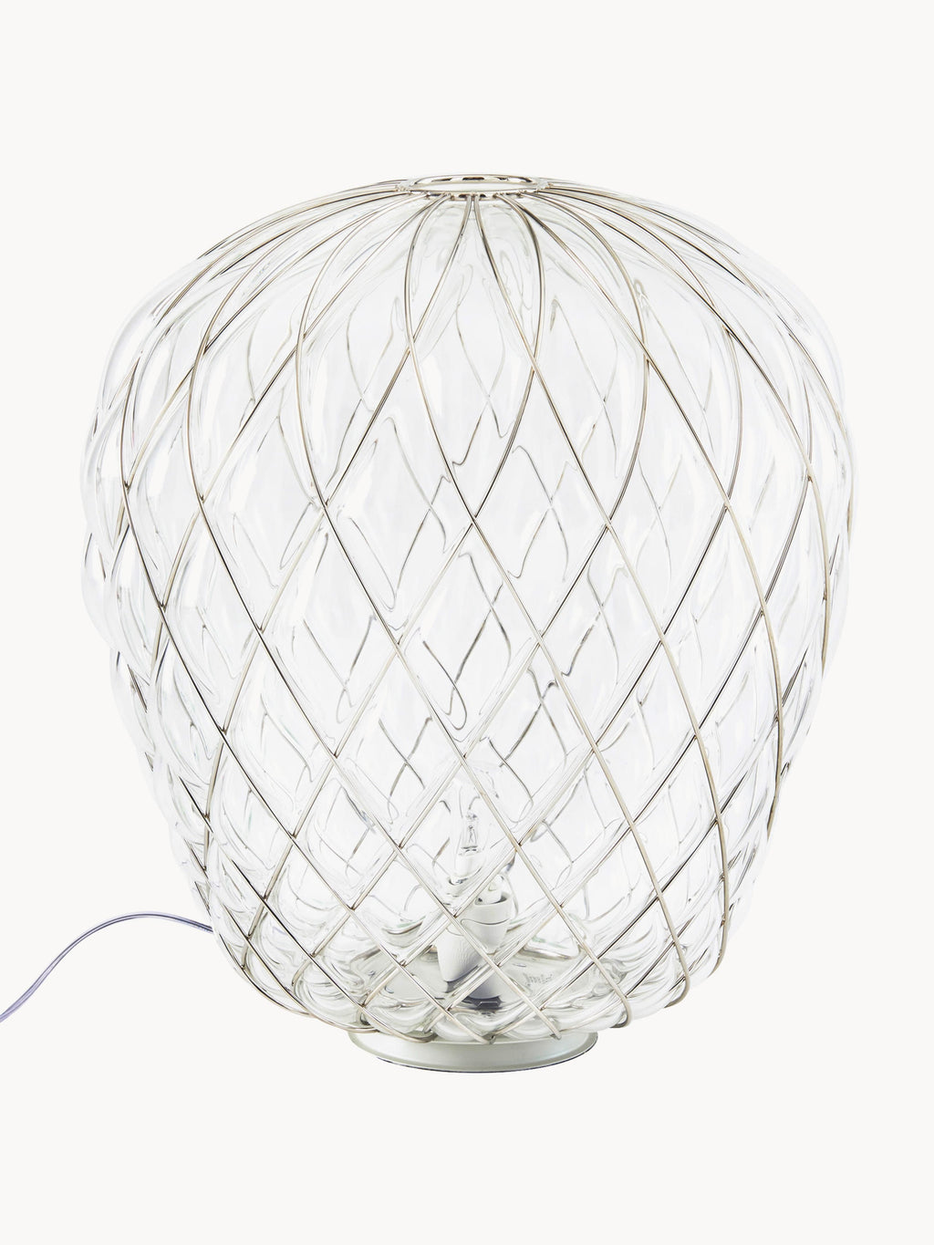 Grande lampe à poser artisanale Berger - Transparent, argenté