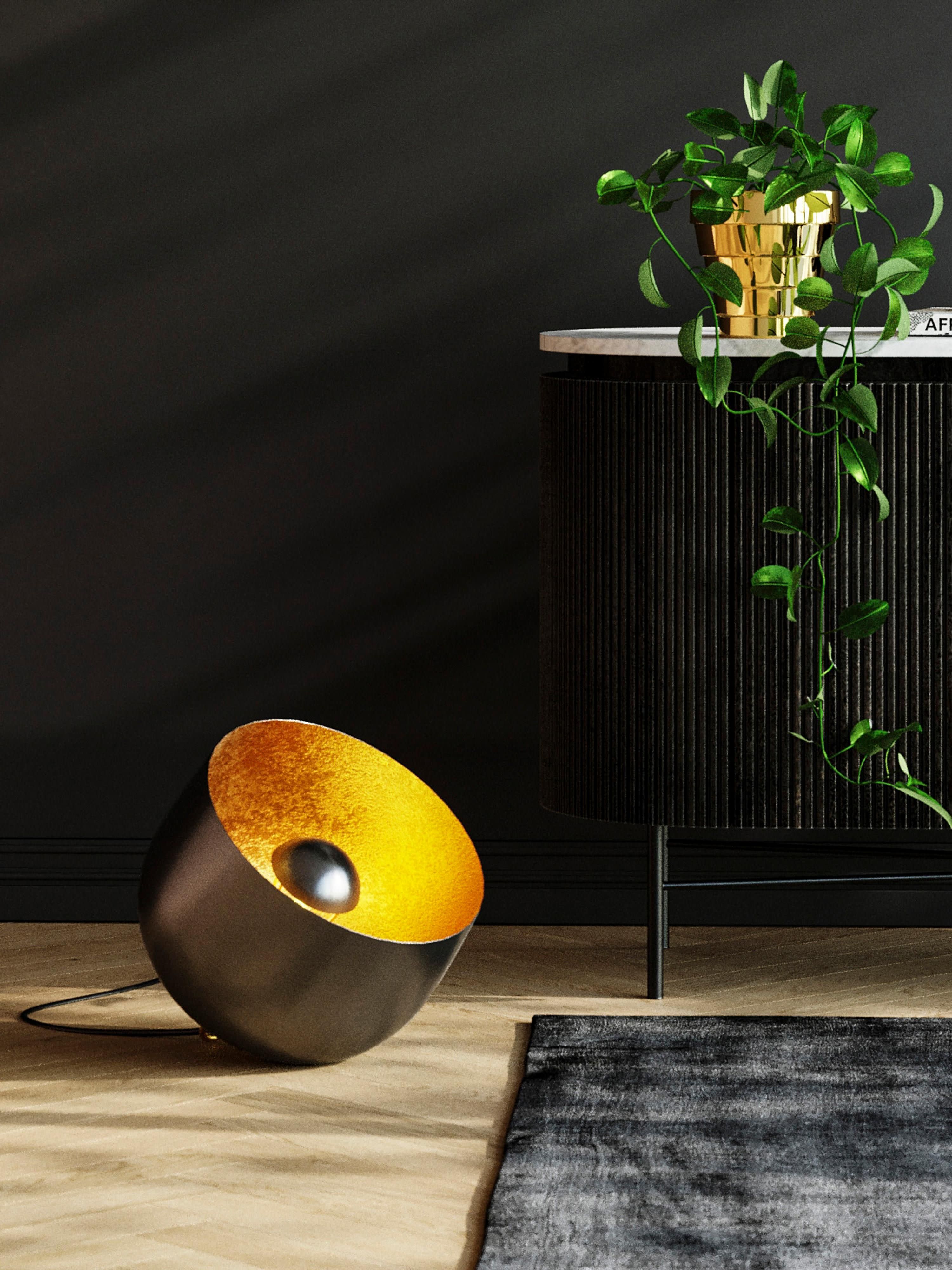 Borne d'éclairage Eike - Noir, doré