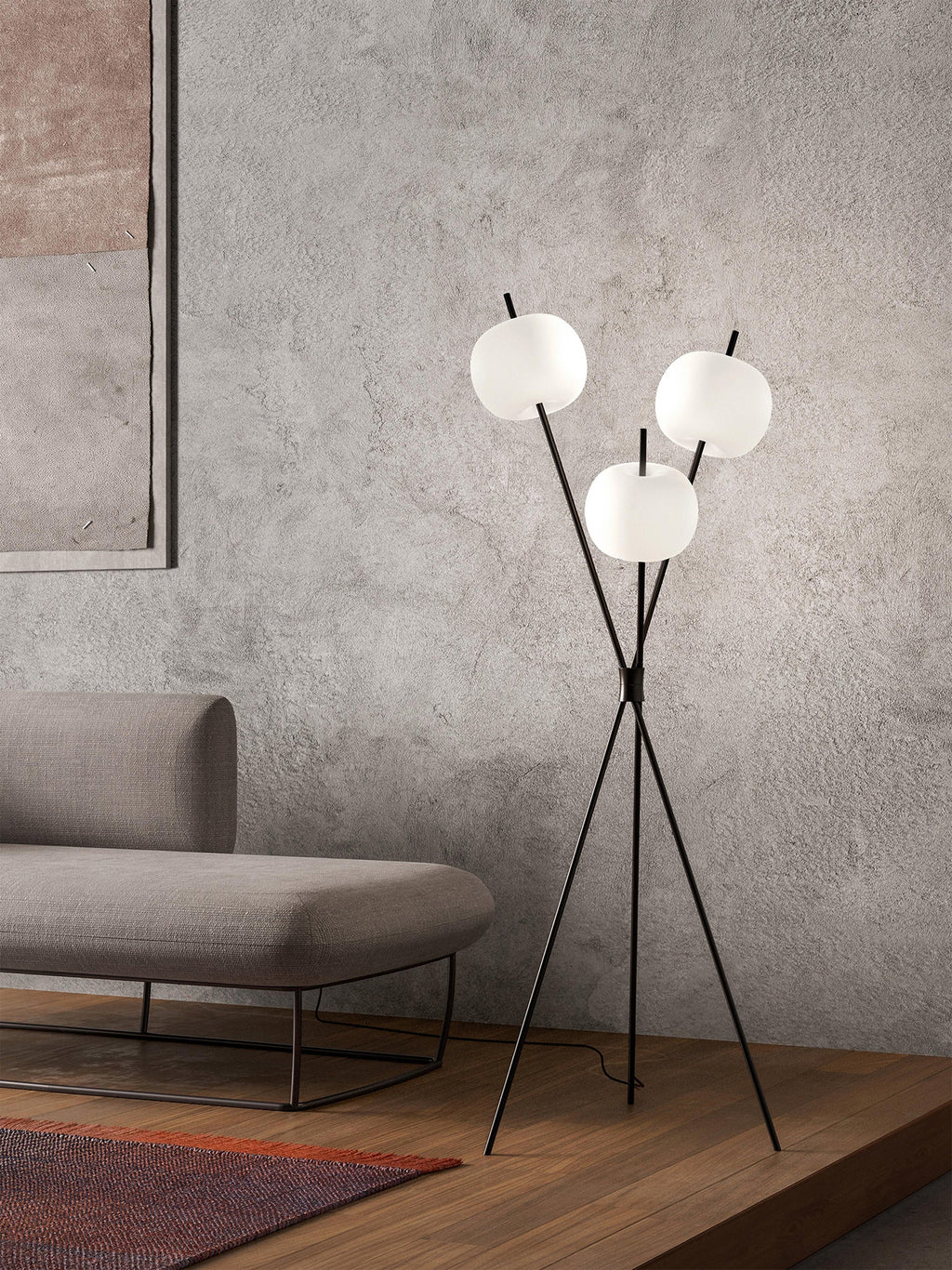 Lampadaire trépied soufflé bouche Judson, intensité ajustable - Noir