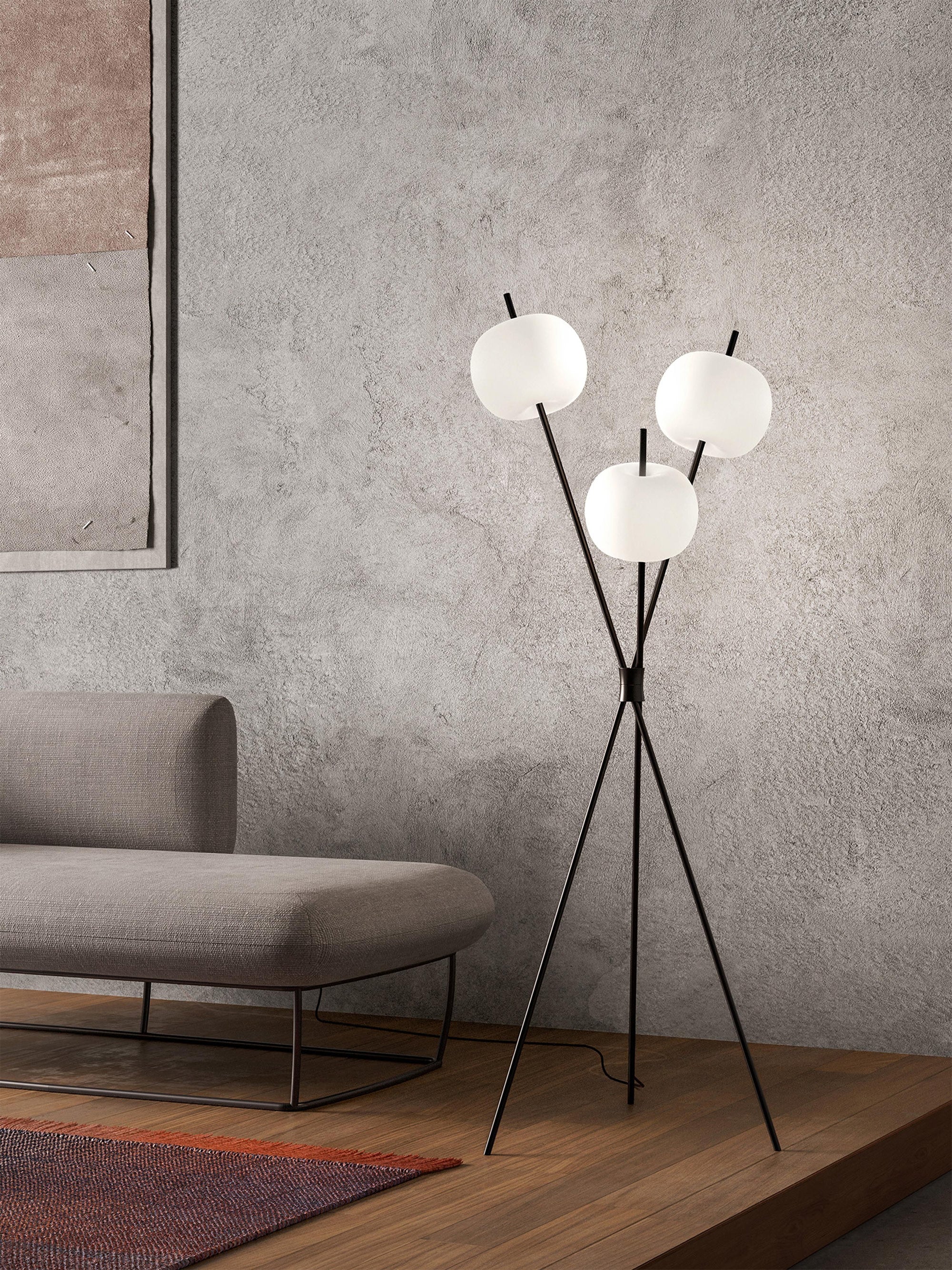 Lampadaire trépied soufflé bouche Judson, intensité ajustable - Noir