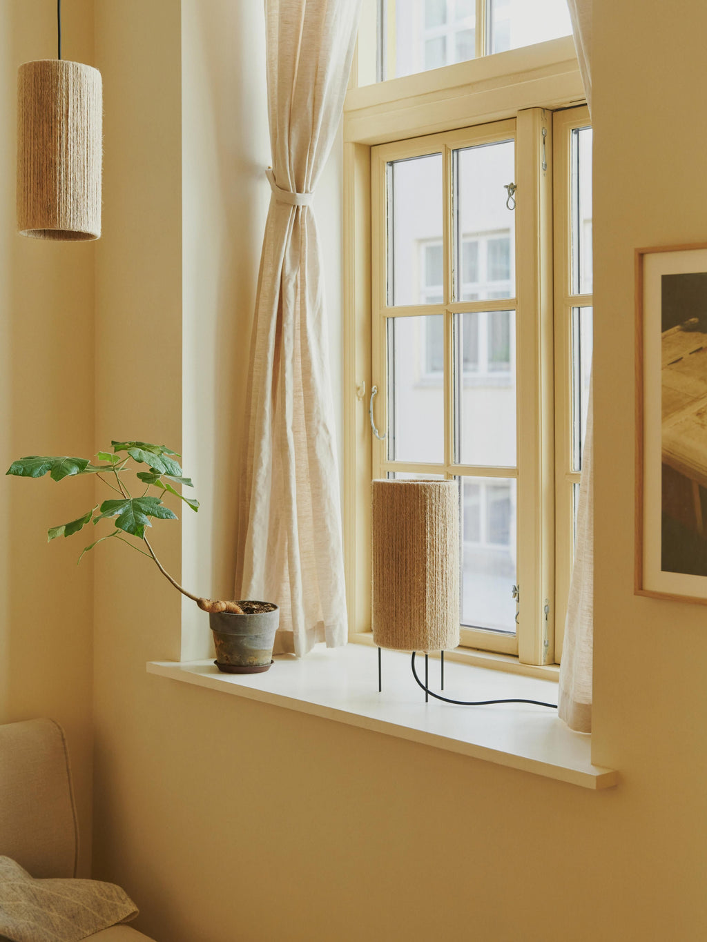 Petite suspension en jute Kund, Ø 30 cm - Beige