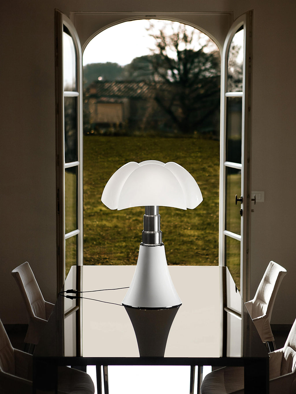 Grande lampe à poser LED à intensité variable Luca, hauteur ajustable - Blanc, haute brillance