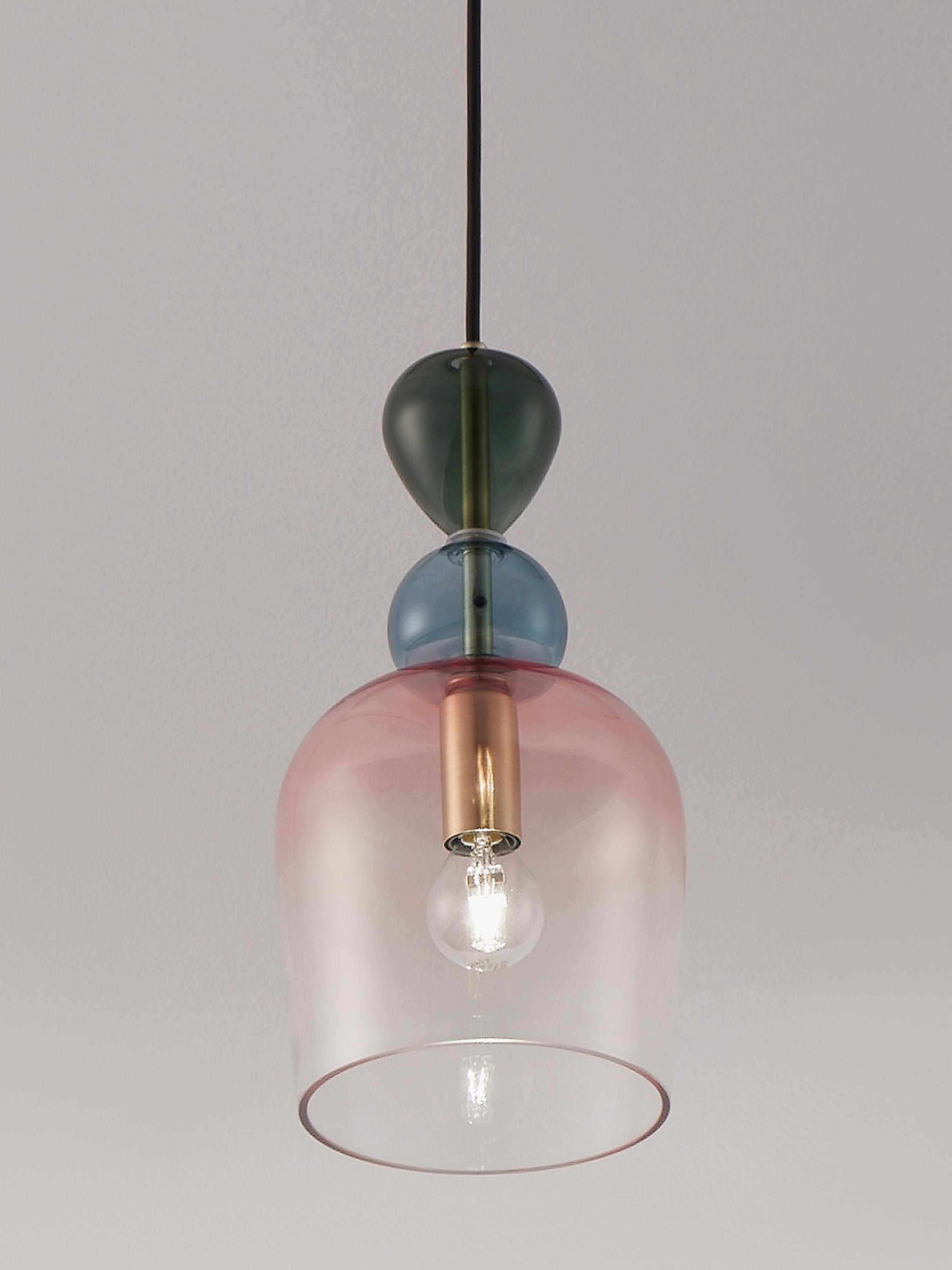 Petite suspension Fenrir - Rose, vert foncé, bleu
