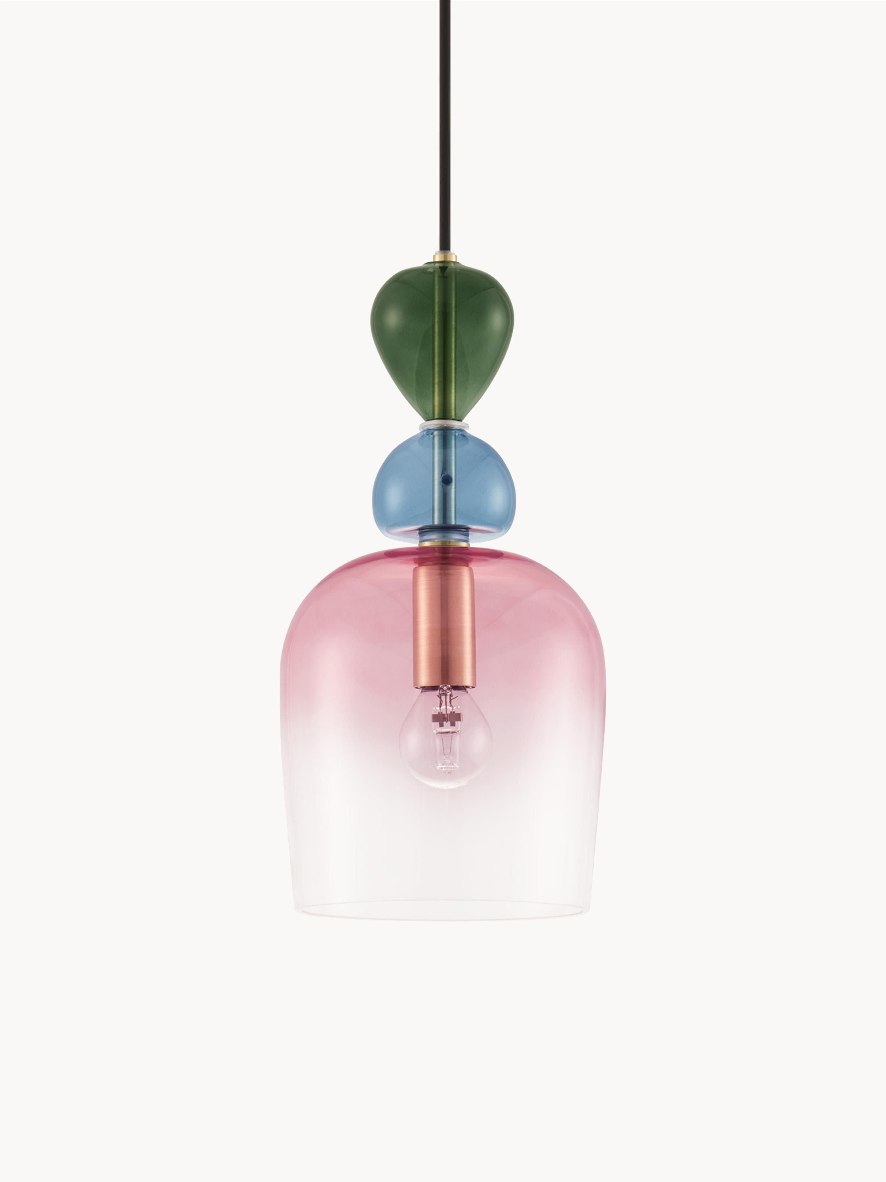 Petite suspension Fenrir - Rose, vert foncé, bleu