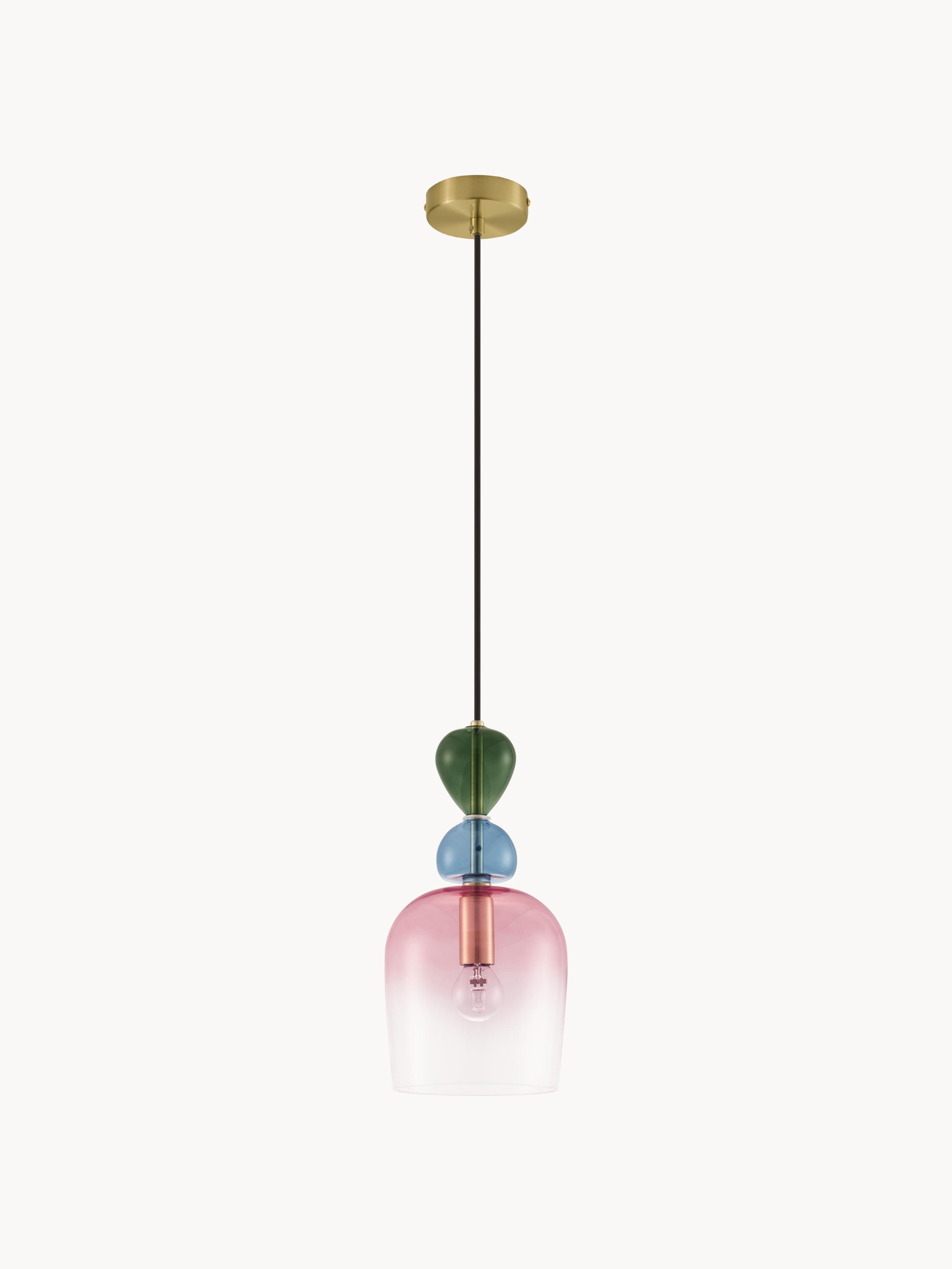 Petite suspension Fenrir - Rose, vert foncé, bleu