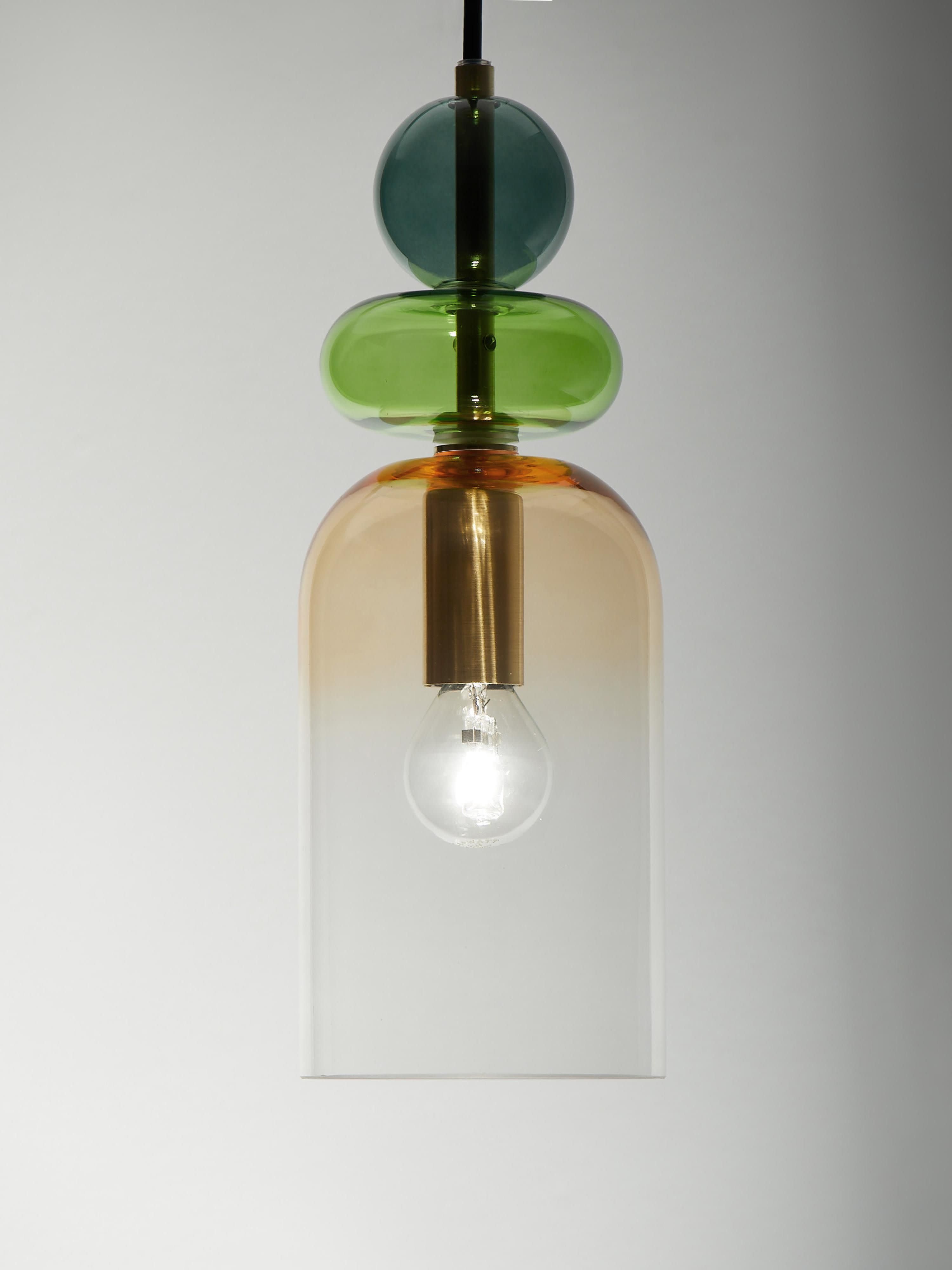 Petite suspension Fenrir - Tons verts, jaune moutarde