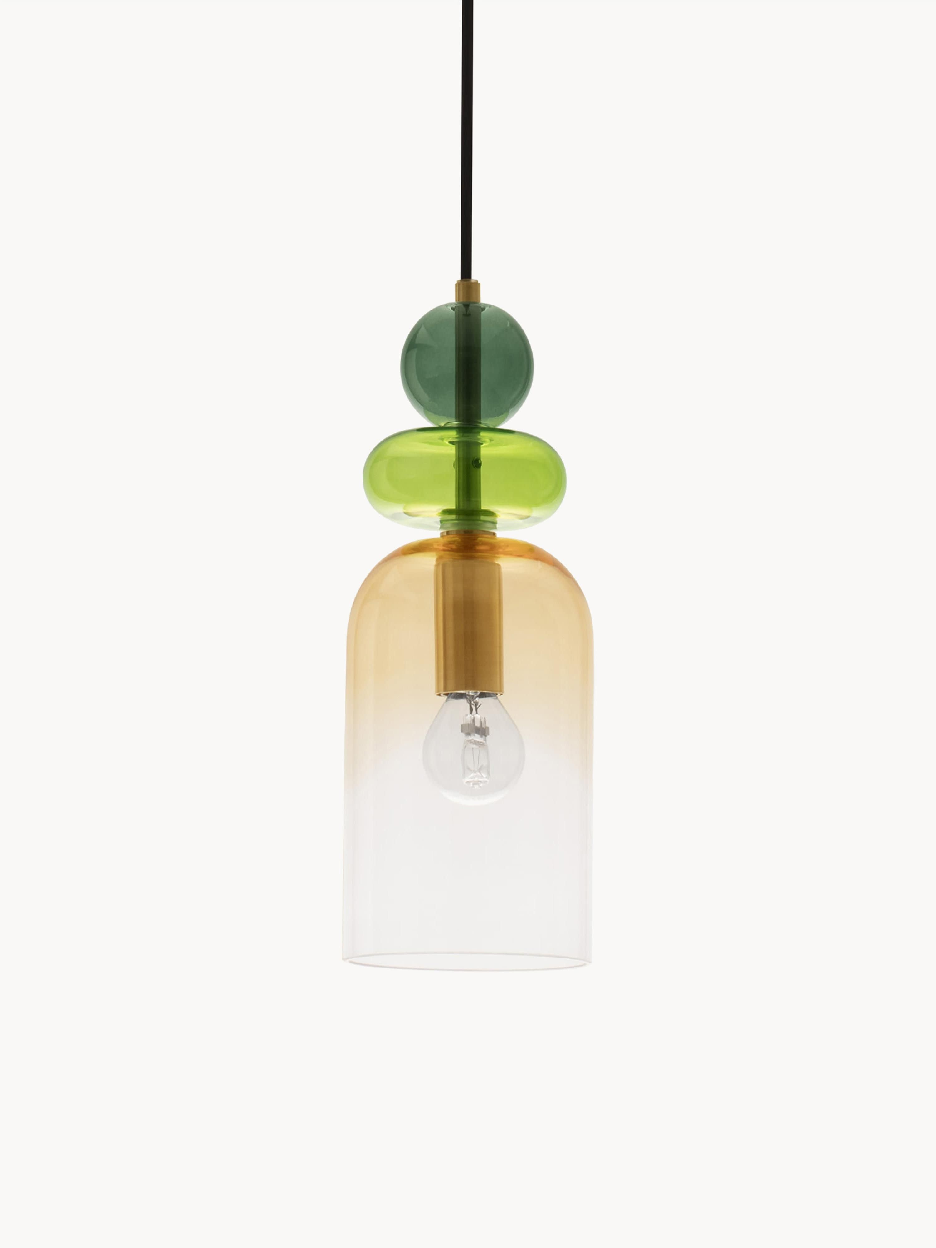 Petite suspension Fenrir - Tons verts, jaune moutarde