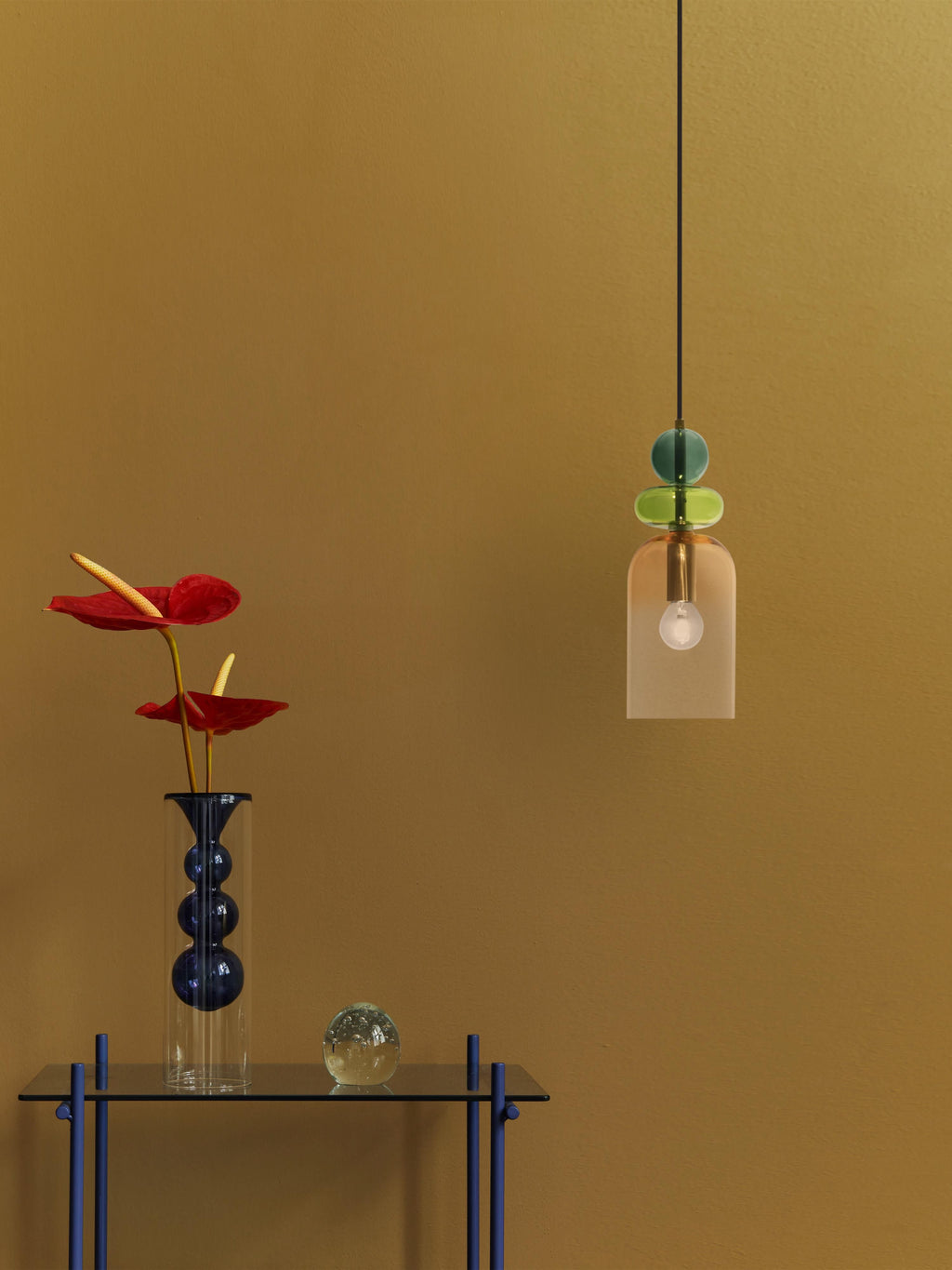 Petite suspension Fenrir - Tons verts, jaune moutarde