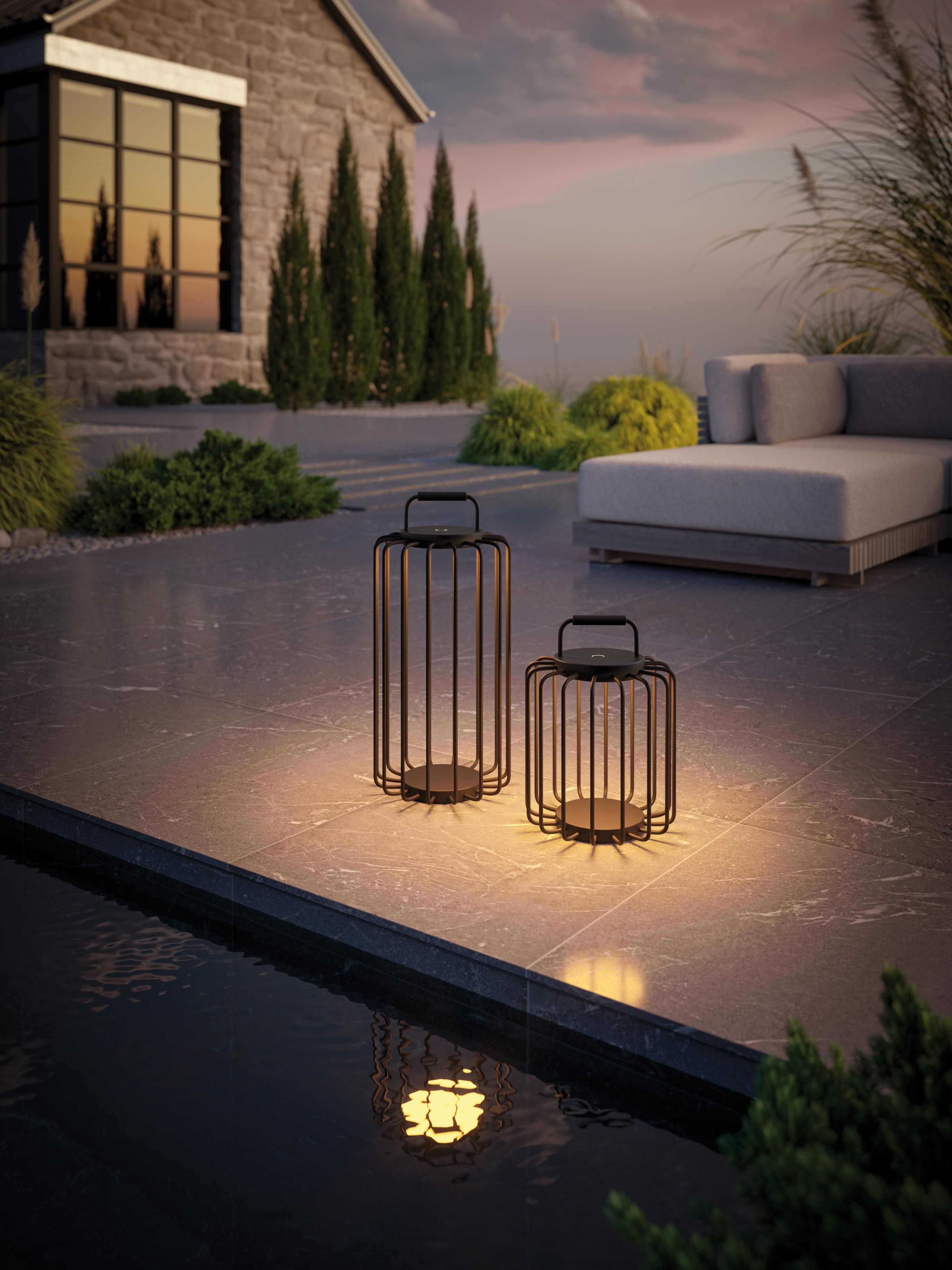 Lanterne LED mobile Terho, intensité ajustable - Noir