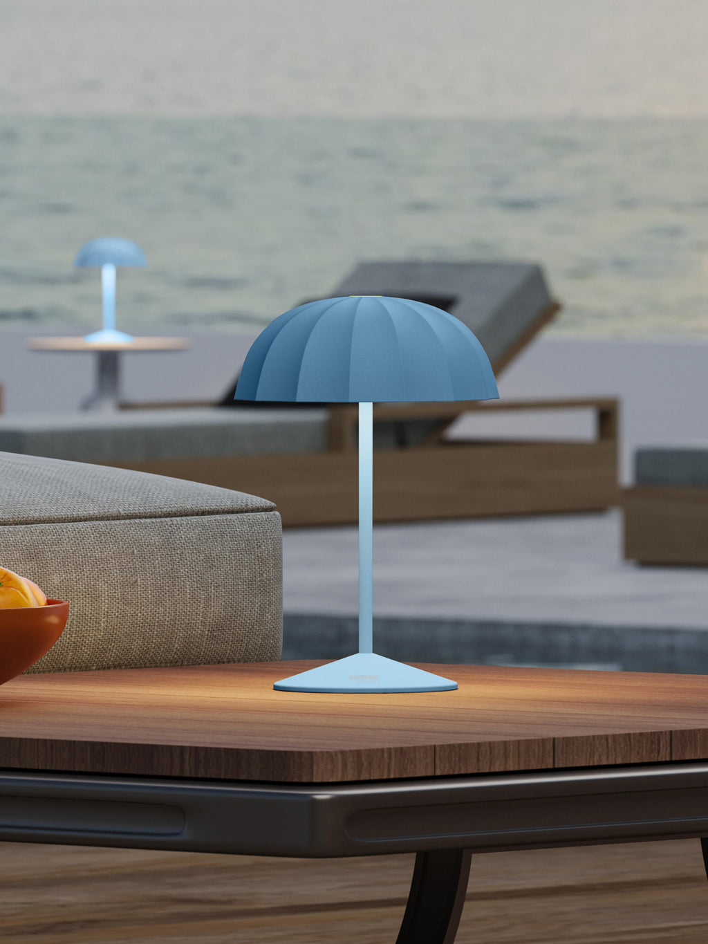 Petite lampe d'extérieur LED mobile Klaas, intensité ajustable - Gris-bleu